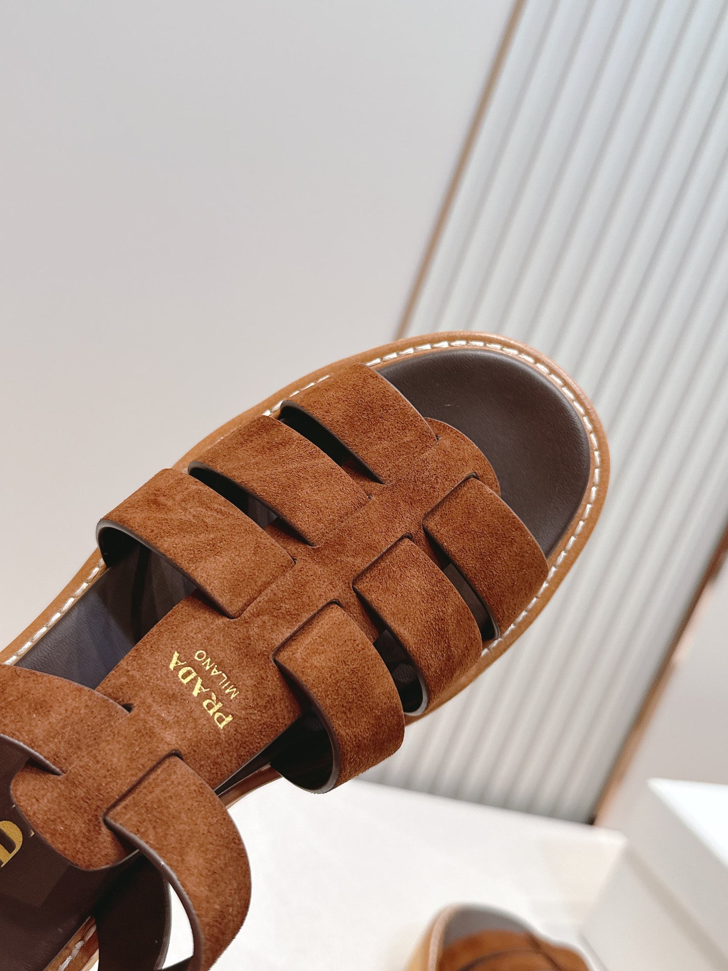 Prada 26s Sandals Cocoa Brown Suede 838142