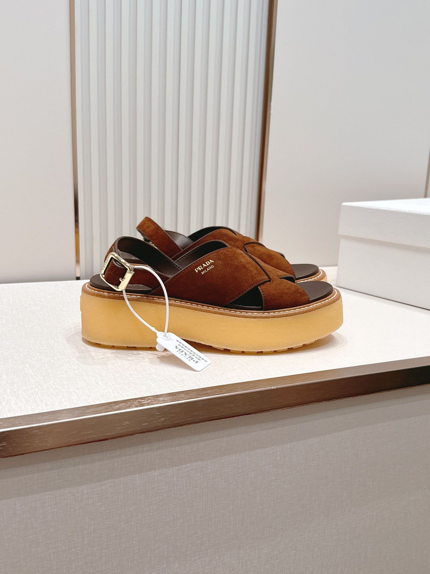 Prada 26s Sandals Cocoa Brown Suede 838141