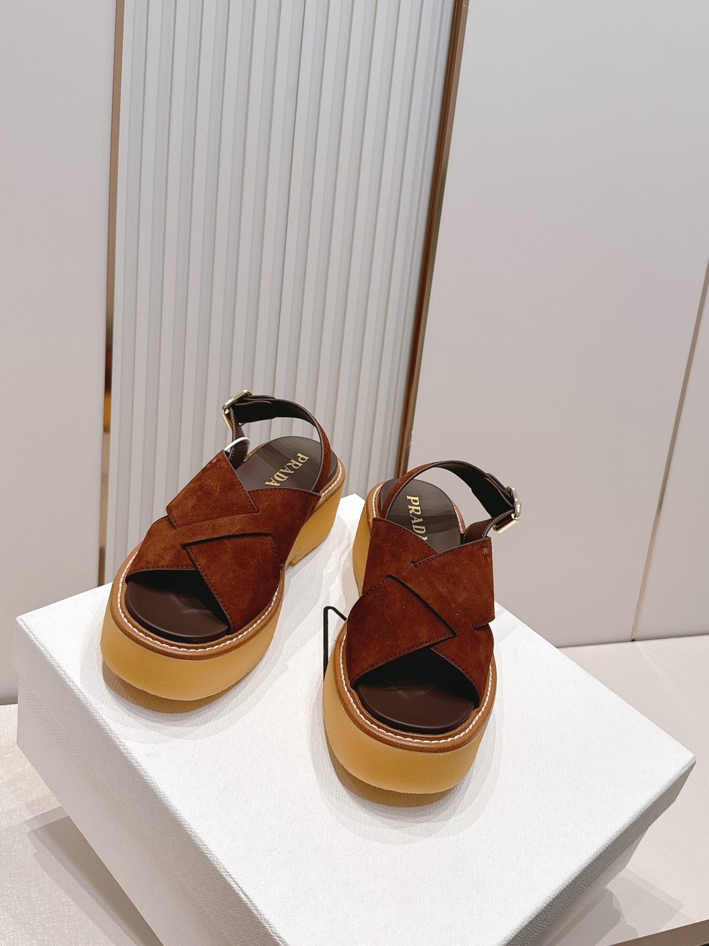 Prada 26s Sandals Cocoa Brown Suede 838141