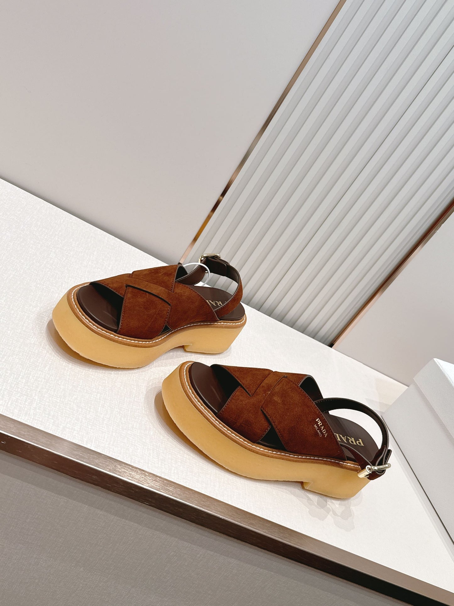 Prada 26s Sandals Cocoa Brown Suede 838141