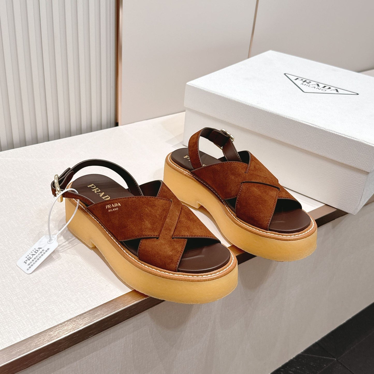Prada 26s Sandals Cocoa Brown Suede 838141