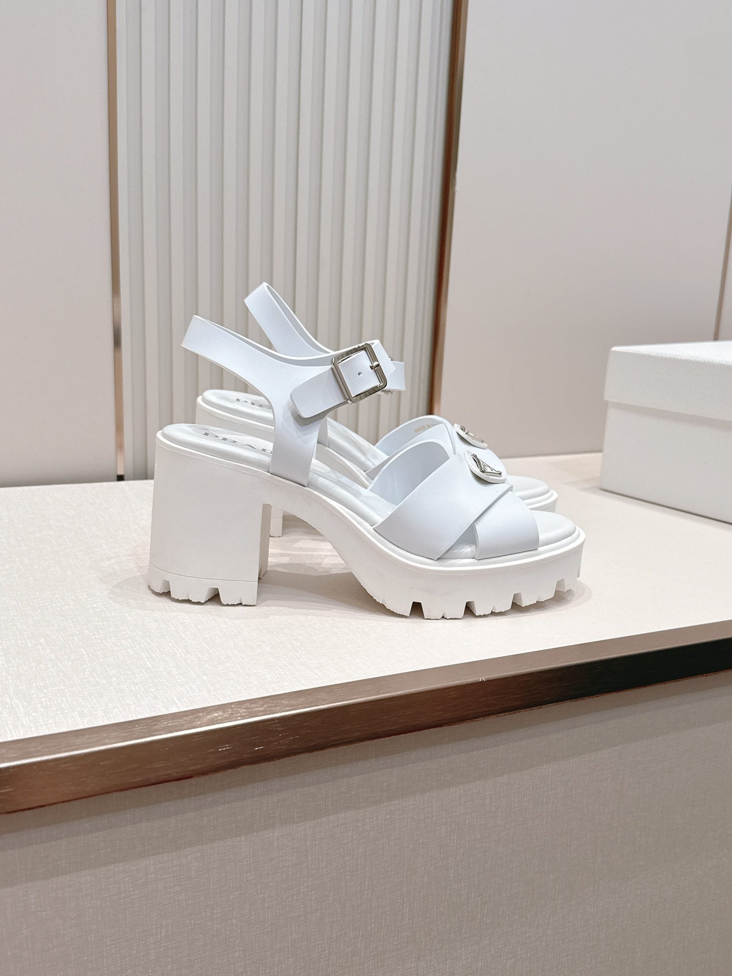 Prada 26s Monolith Sandals White Rubber 838139