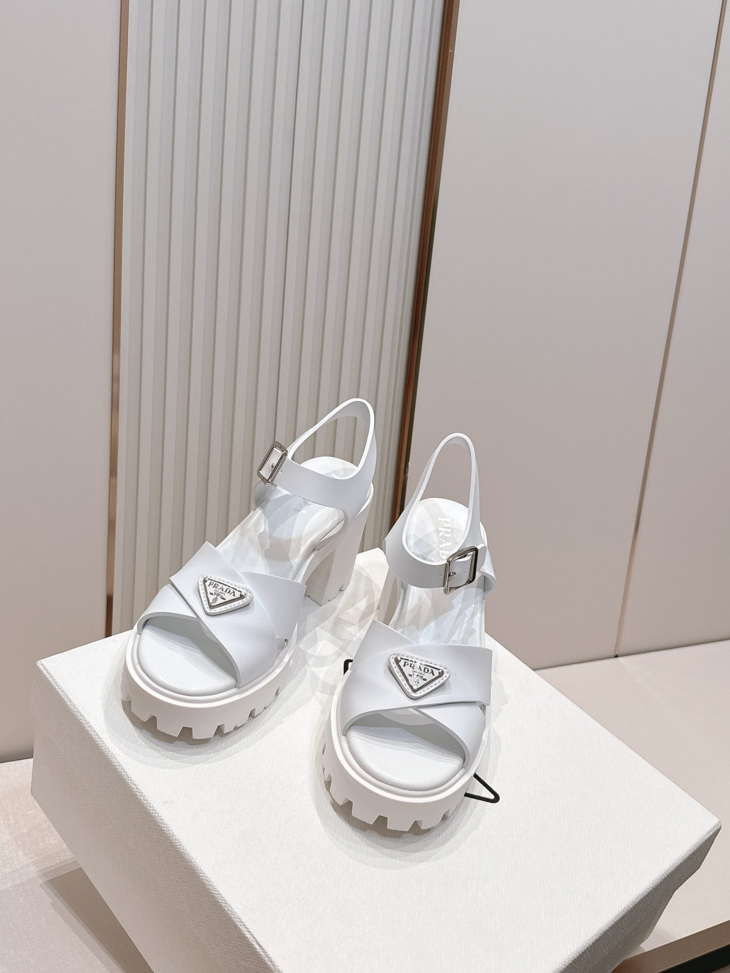 Prada 26s Monolith Sandals White Rubber 838139
