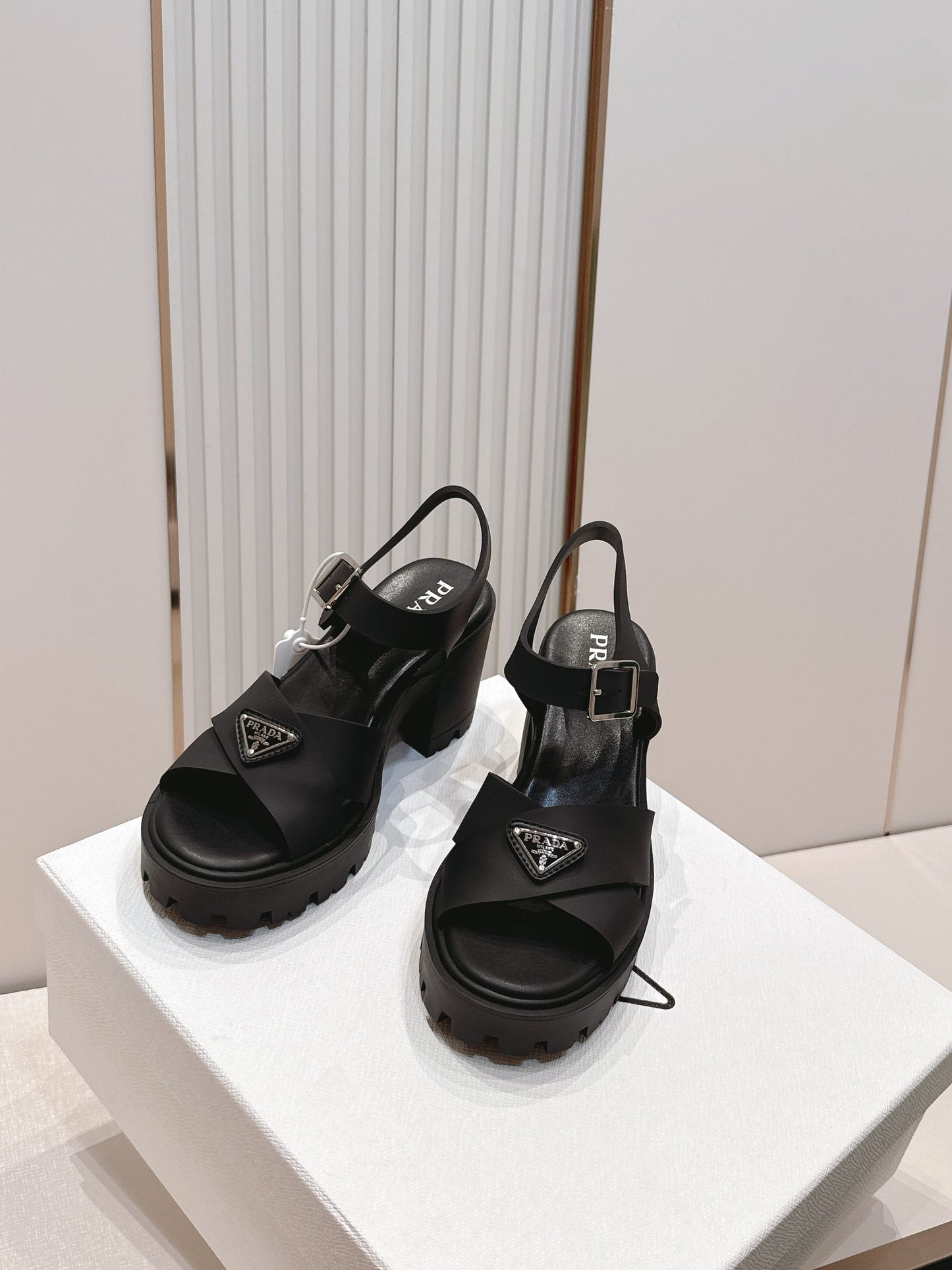 Prada 26s Monolith Sandals Black Rubber 838138