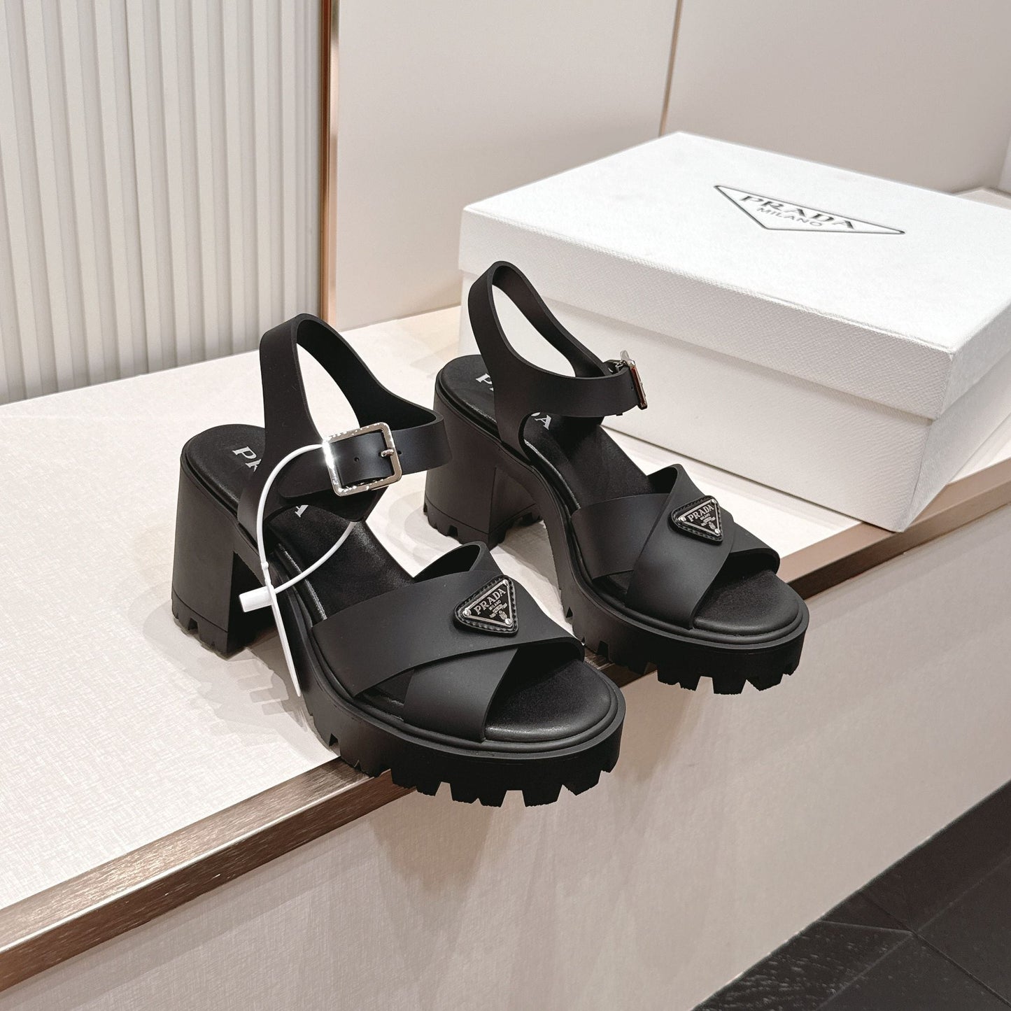 Prada 26s Monolith Sandals Black Rubber 838138