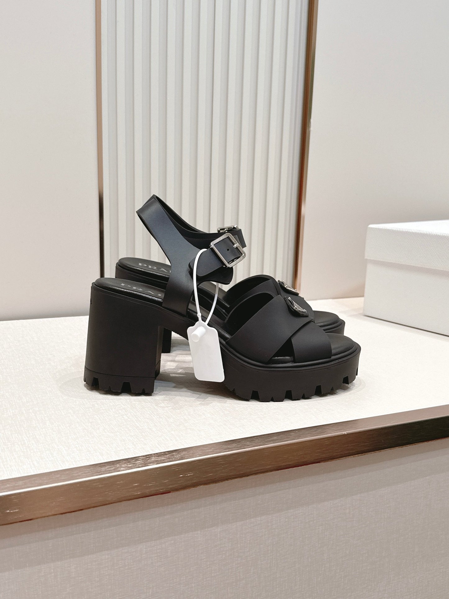Prada 26s Monolith Sandals Black Rubber 838138