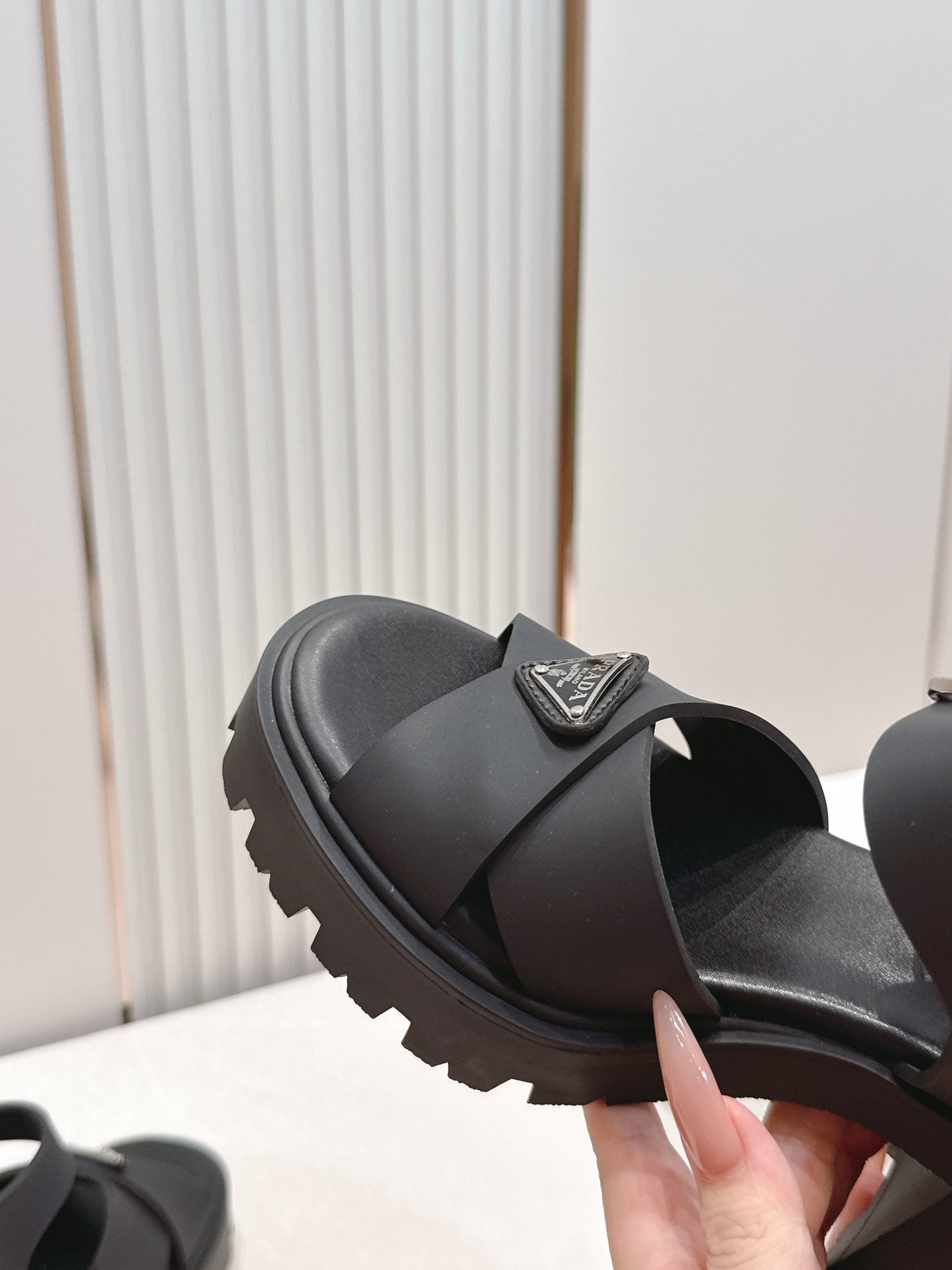 Prada 26s Monolith Sandals Black Rubber 838138