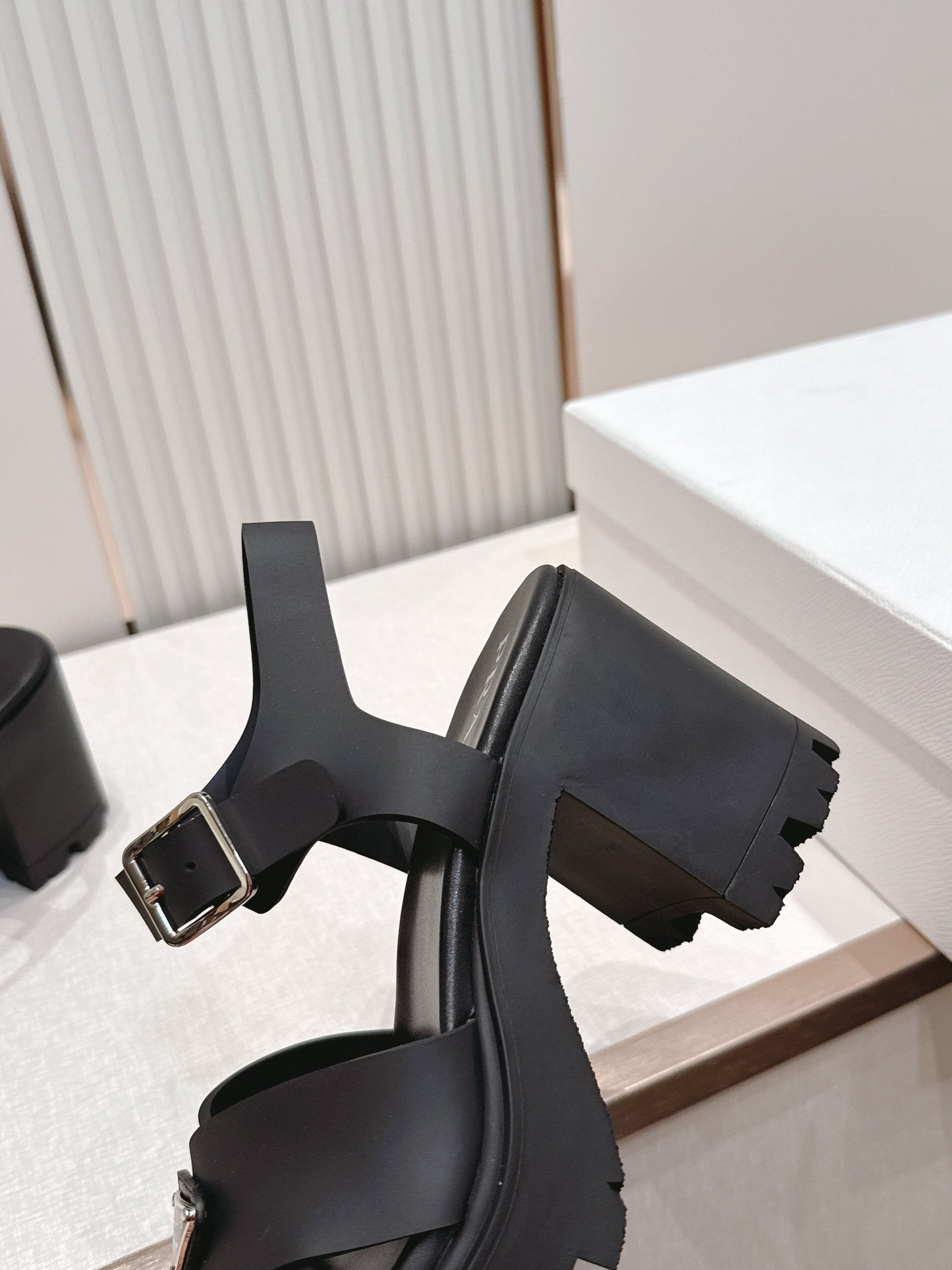 Prada 26s Monolith Sandals Black Rubber 838138