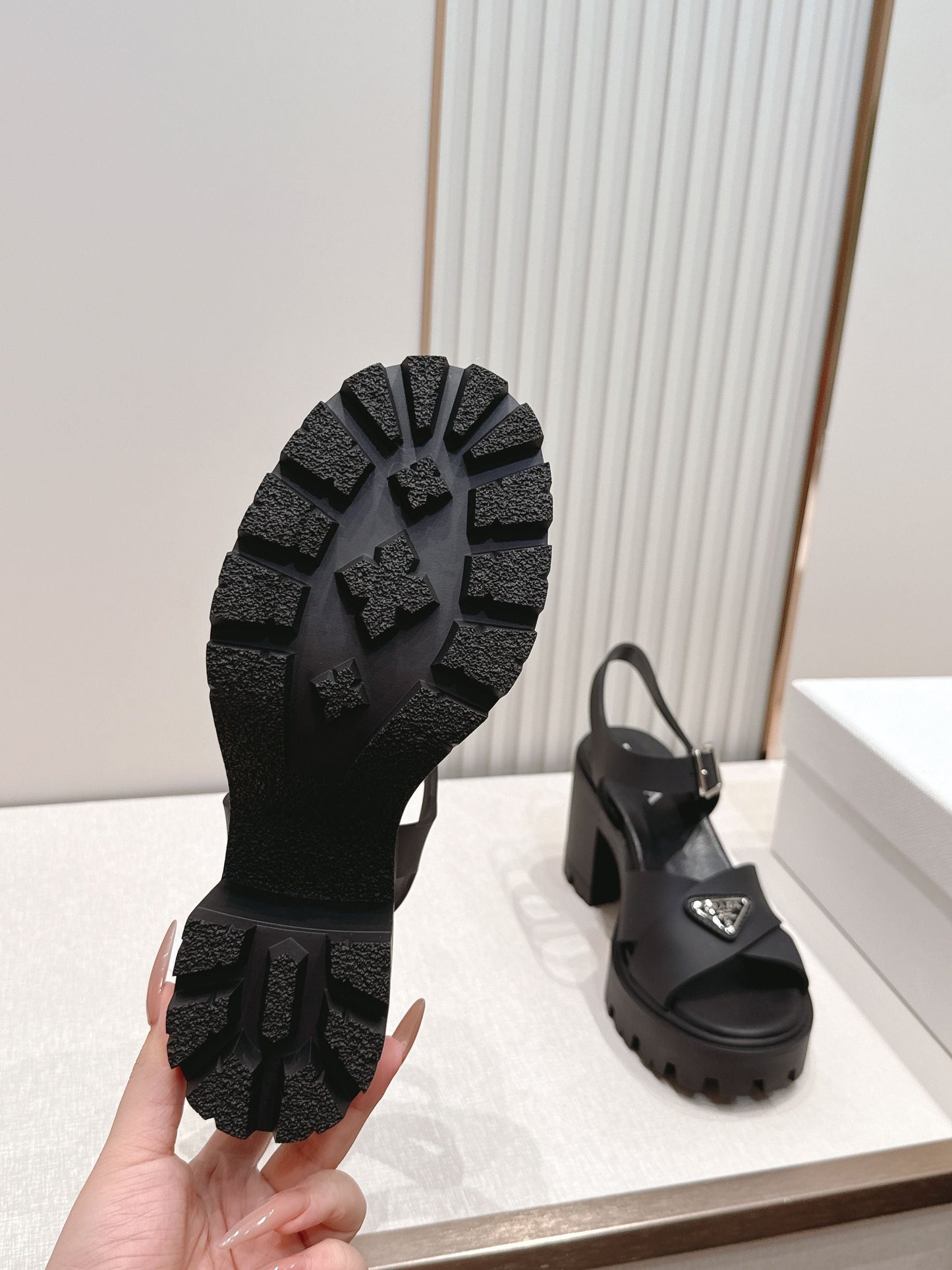 Prada 26s Monolith Sandals Black Rubber 838138