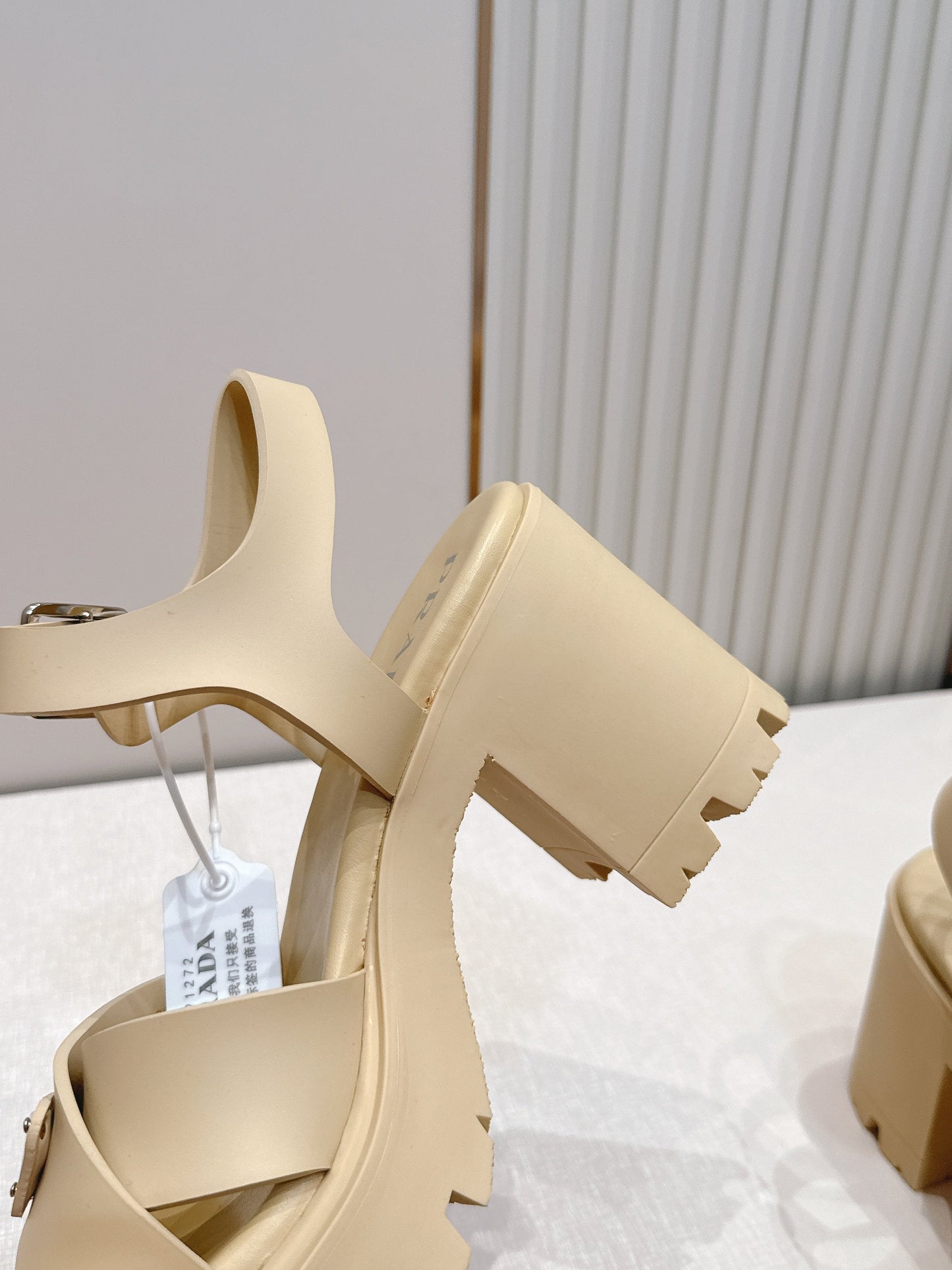 Prada 26s Monolith Sandals Beige Rubber 838137
