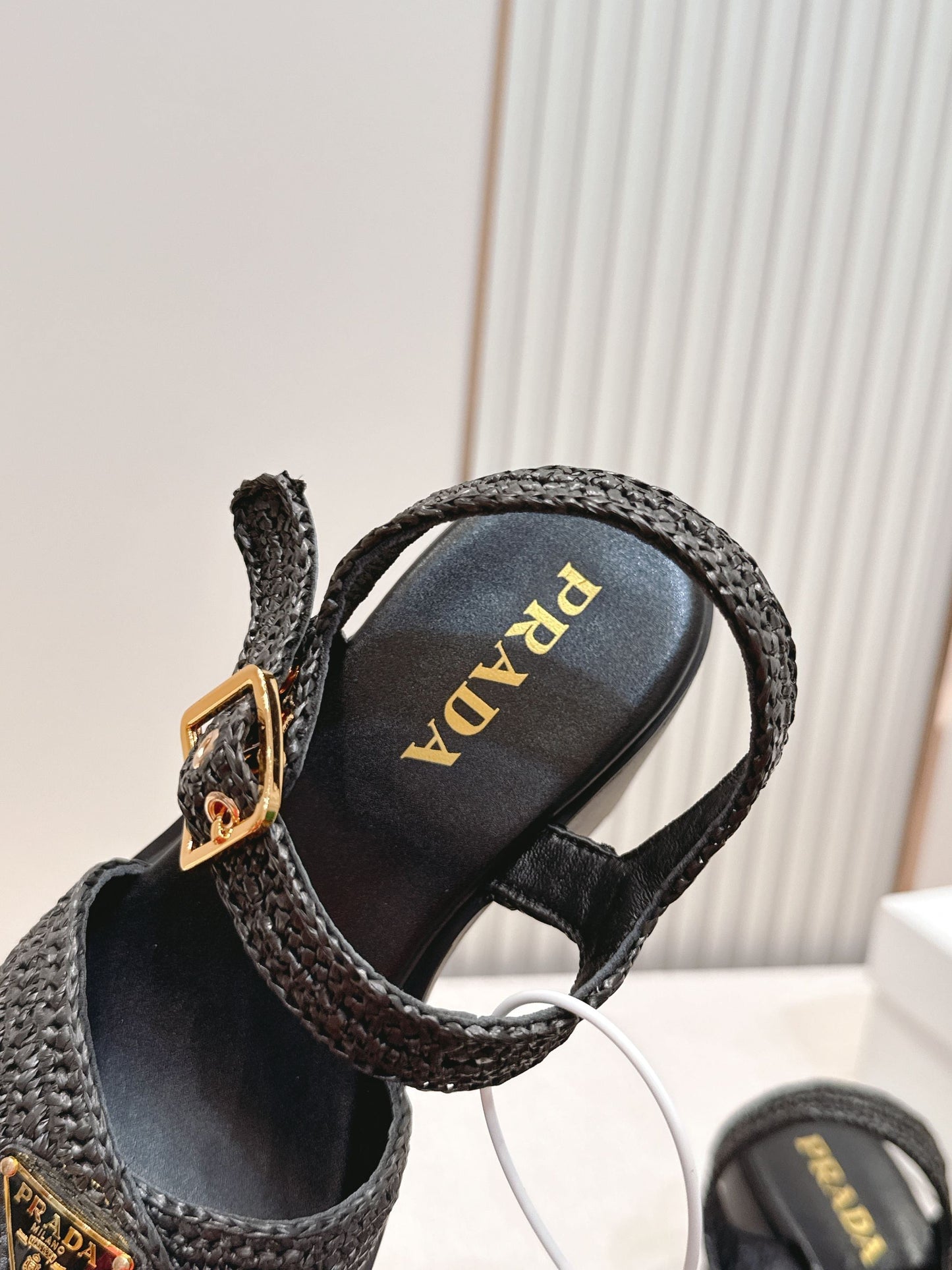 Prada 26s Monolith Sandals Black Raffia Rubber 838135