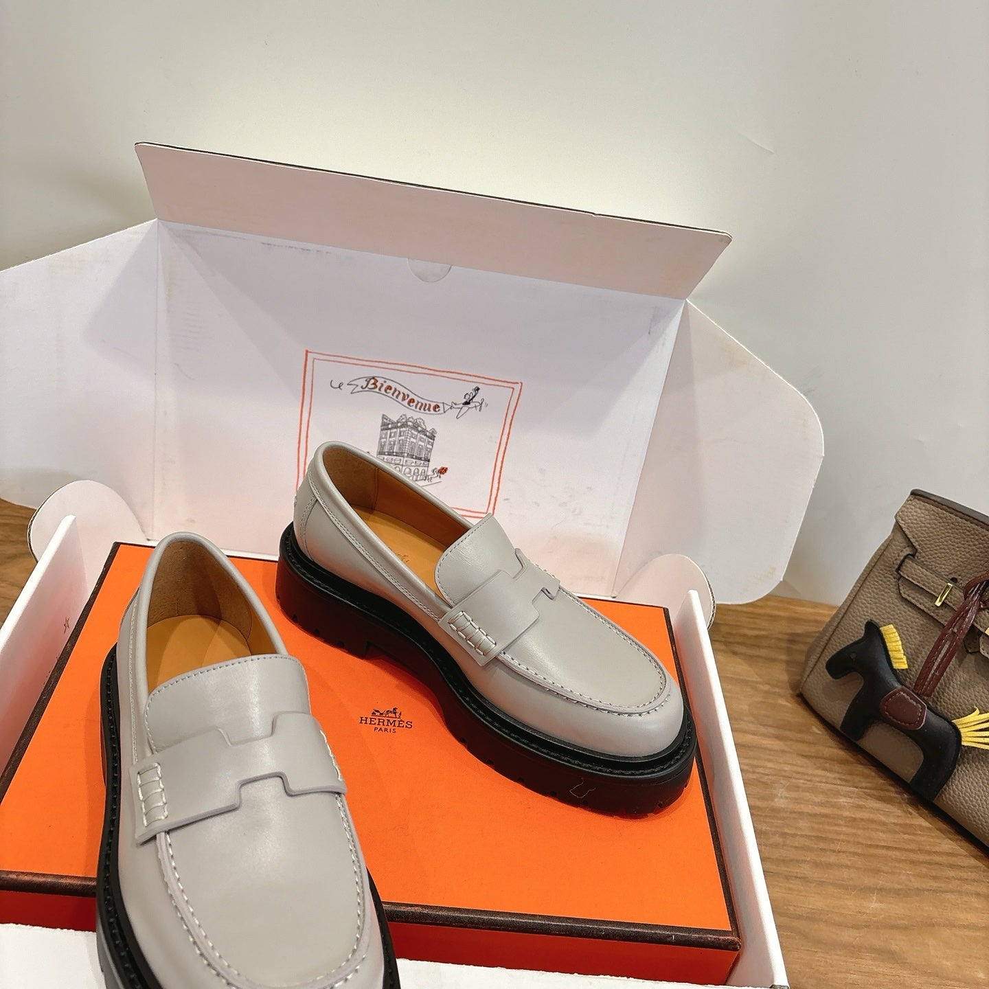 HM 26ss Loafers Gray Calfskin 638434