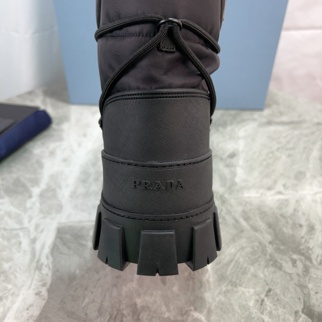 PRA Logo-Plaque Snow Boots Black Recycled Polyamide Cowhide 454745