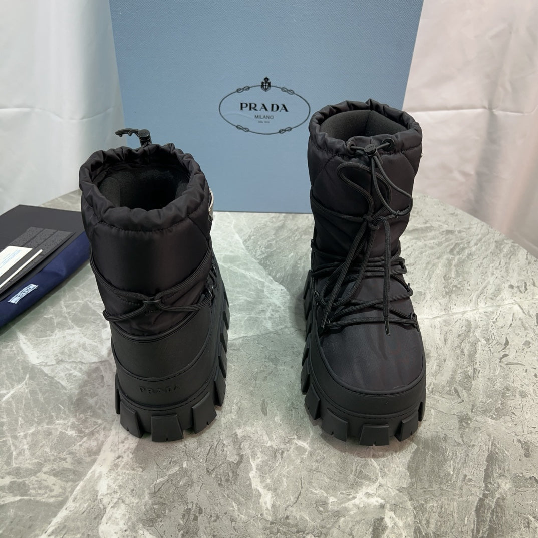 PRA Logo-Plaque Snow Boots Black Recycled Polyamide Cowhide 454745