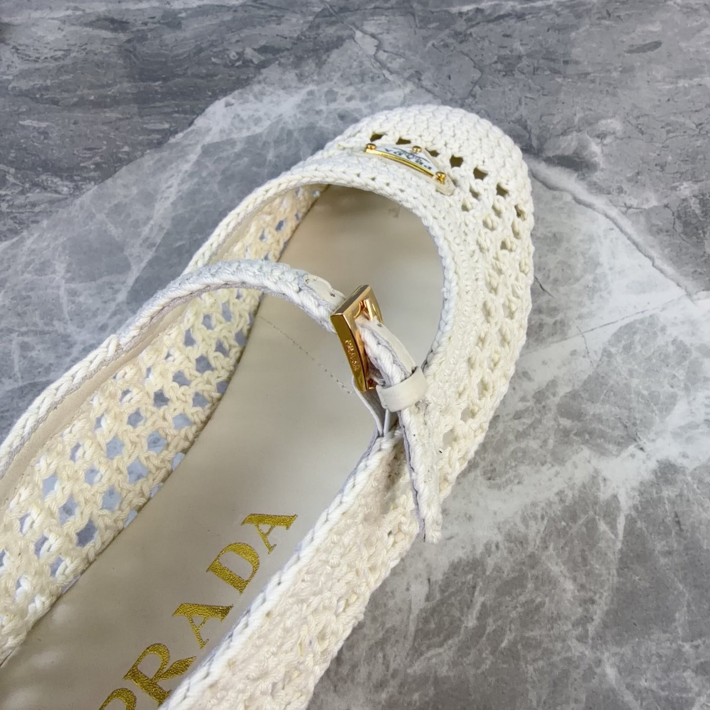 Pra 26s Ballet Flat White Leather Fabric 635155
