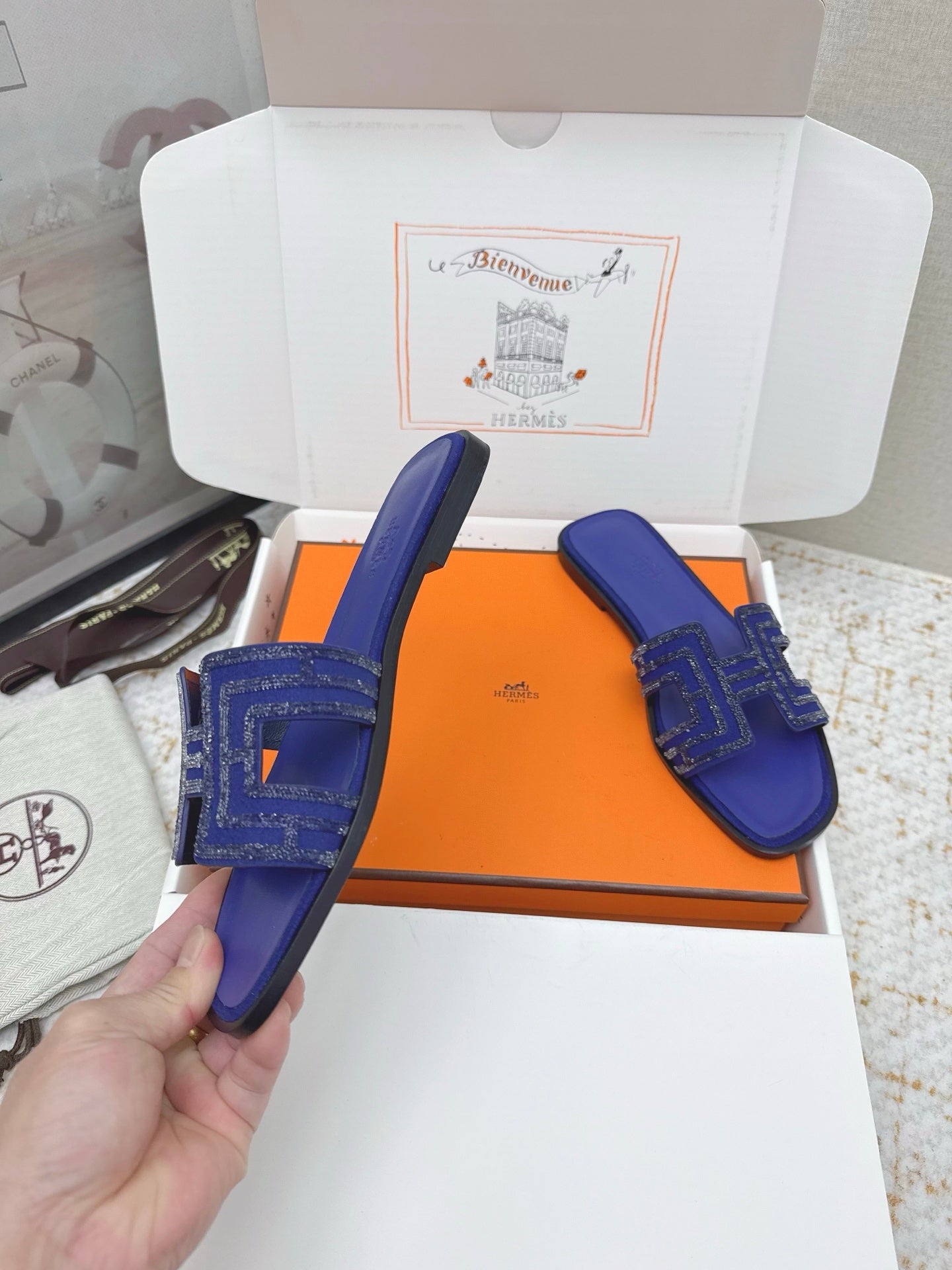 HM 26ss Oran Sandals Cobalt Blue Cowhide 625225