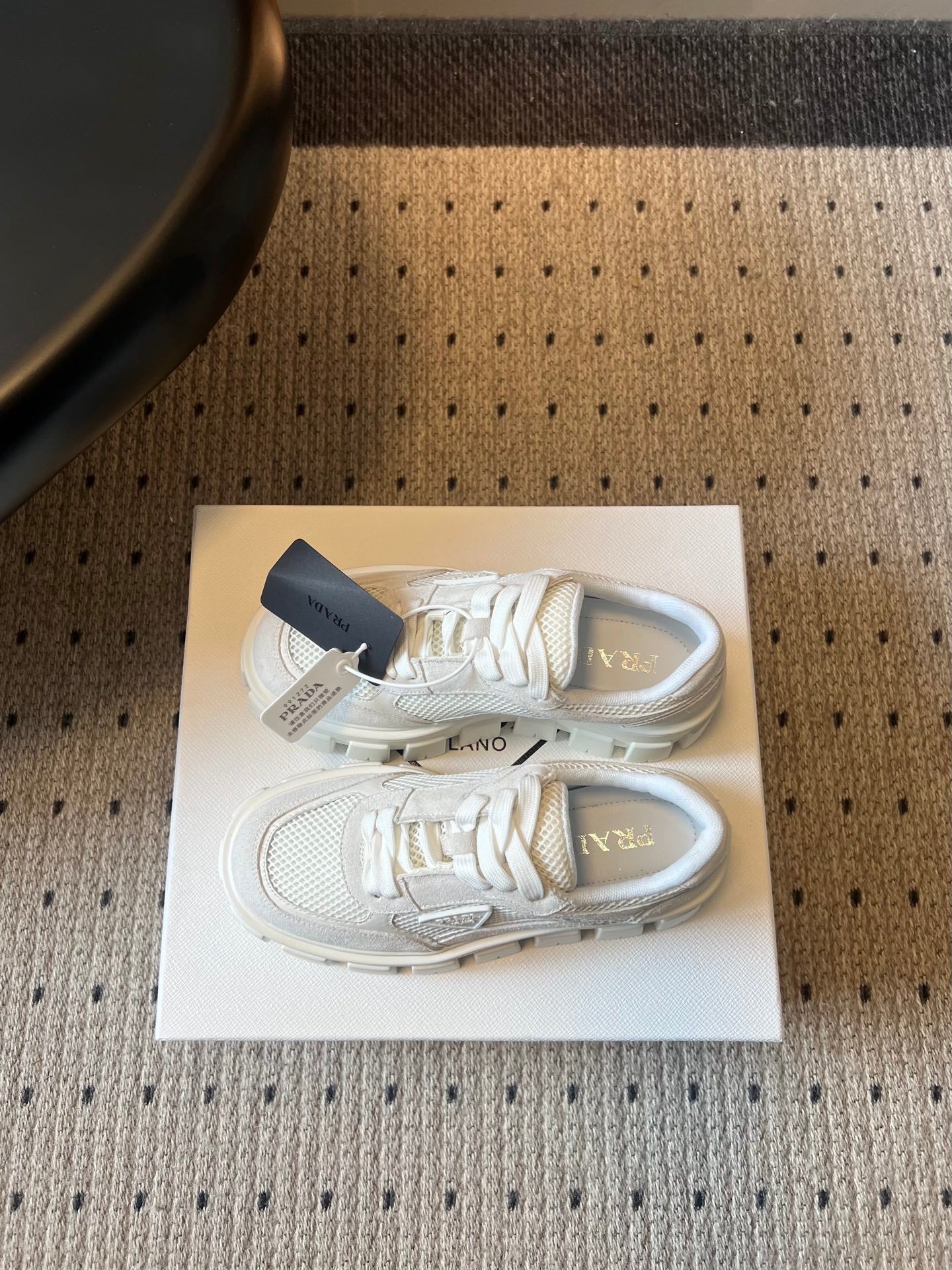 Prada 26s Monolith Sneakers White Suede Mesh Fabric 971700