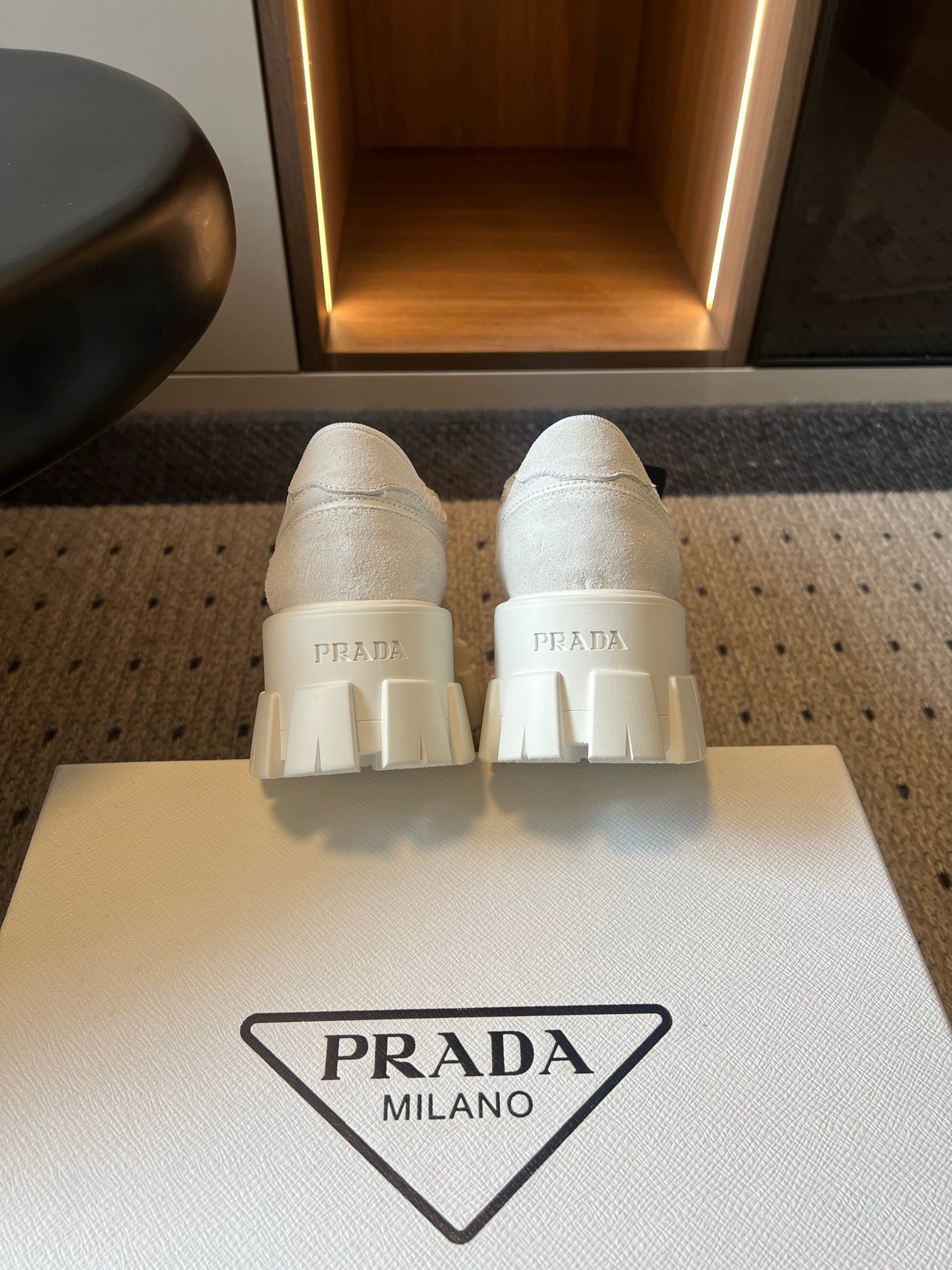 Prada 26s Monolith Sneakers White Suede Mesh Fabric 971700