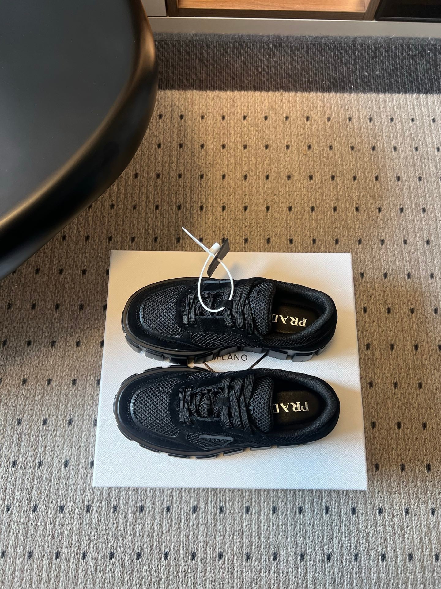 Prada 26s Monolith Sneakers Black Suede Mesh Fabric 971701