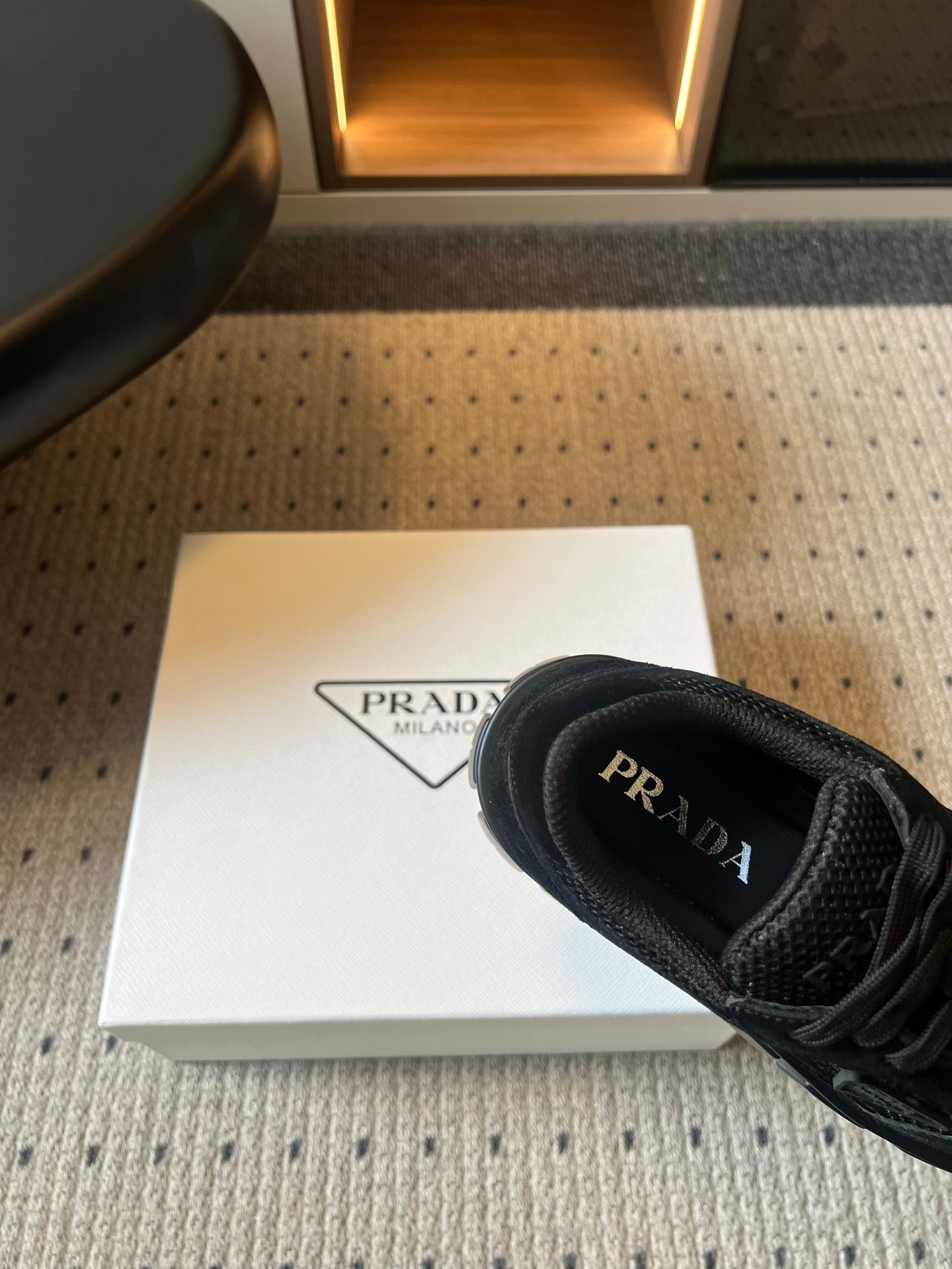 Prada 26s Monolith Sneakers Black Suede Mesh Fabric 971701