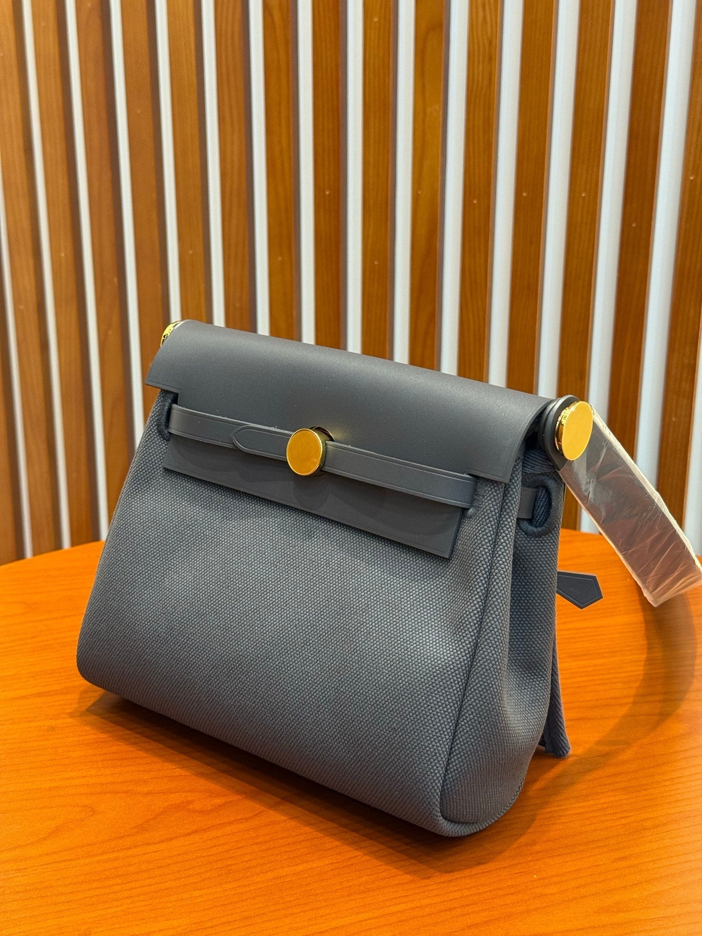 Hermes 2026 Herbag Zip 20cm Slate Grey Canvas Leather 284494