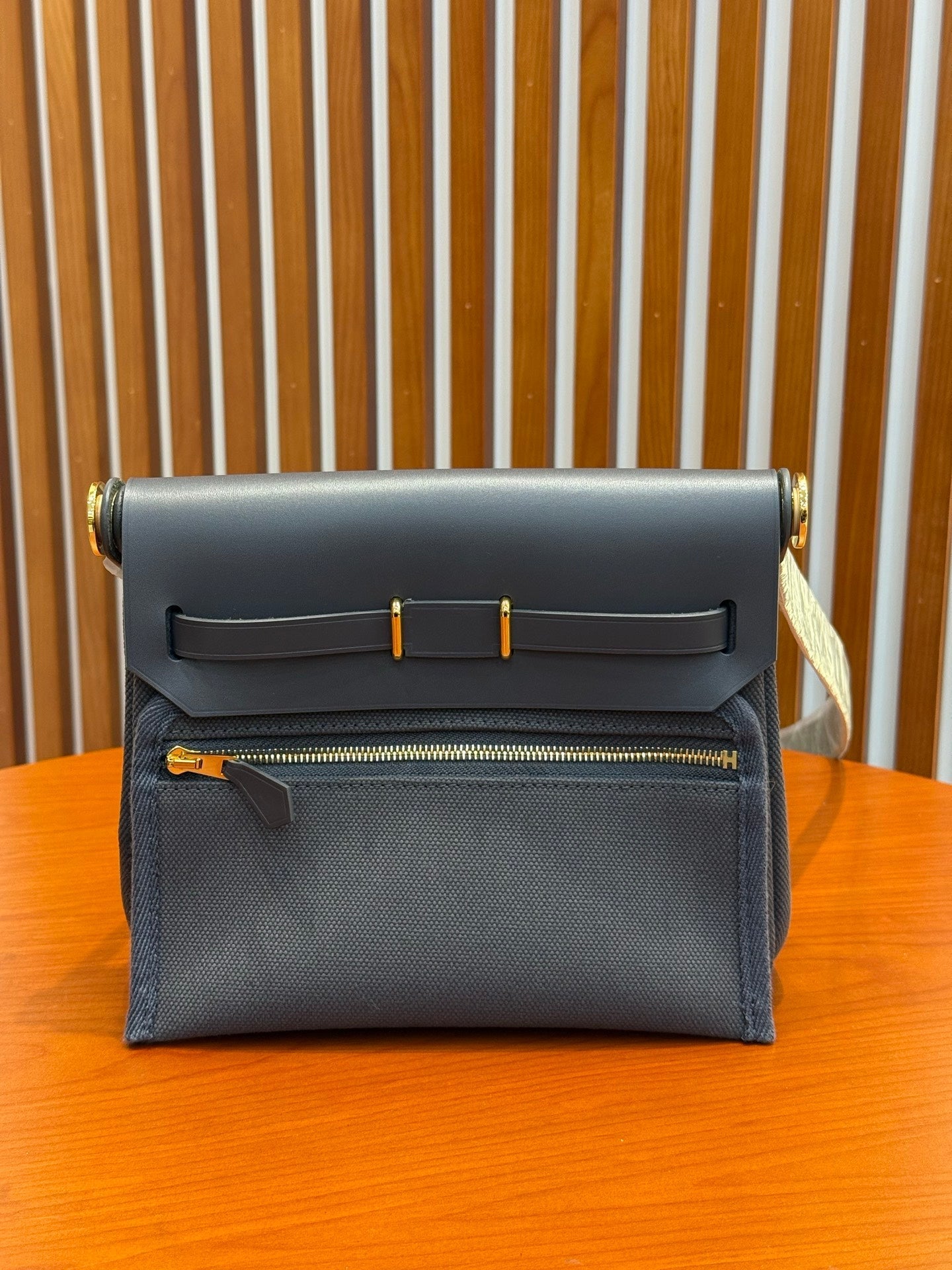 Hermes 2026 Herbag Zip 20cm Slate Grey Canvas Leather 284494