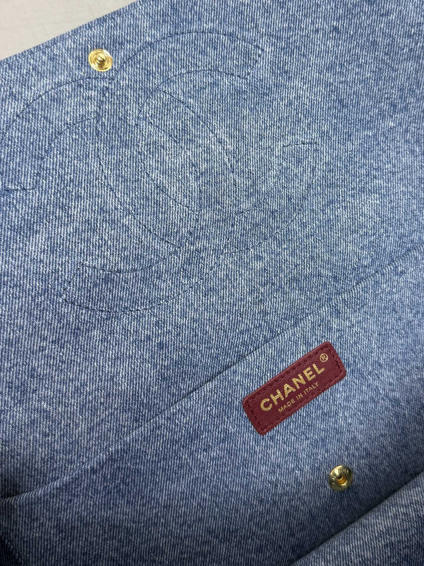 Chanel 2026 Flap Bag Blue Gold Denim