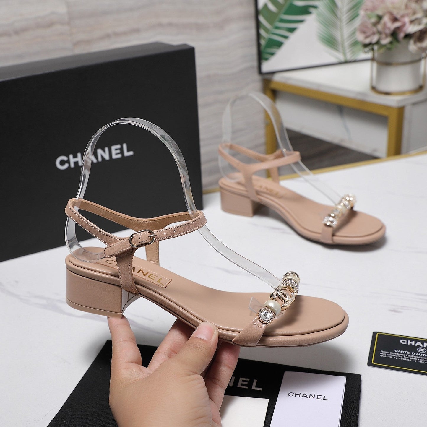 Chanel 2026 Sandals 25mm Nude Cowhide 758395