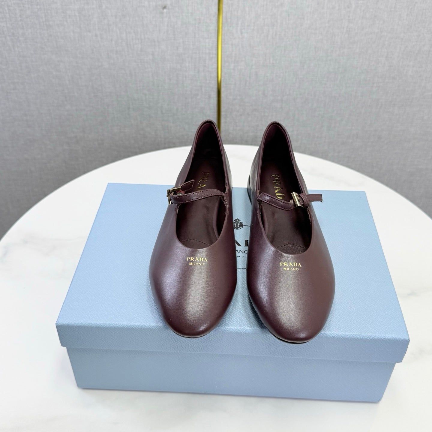 Prada 26s Ballerina Flats Strap With Buckle Deep Burgundy Nappa Leather 973281
