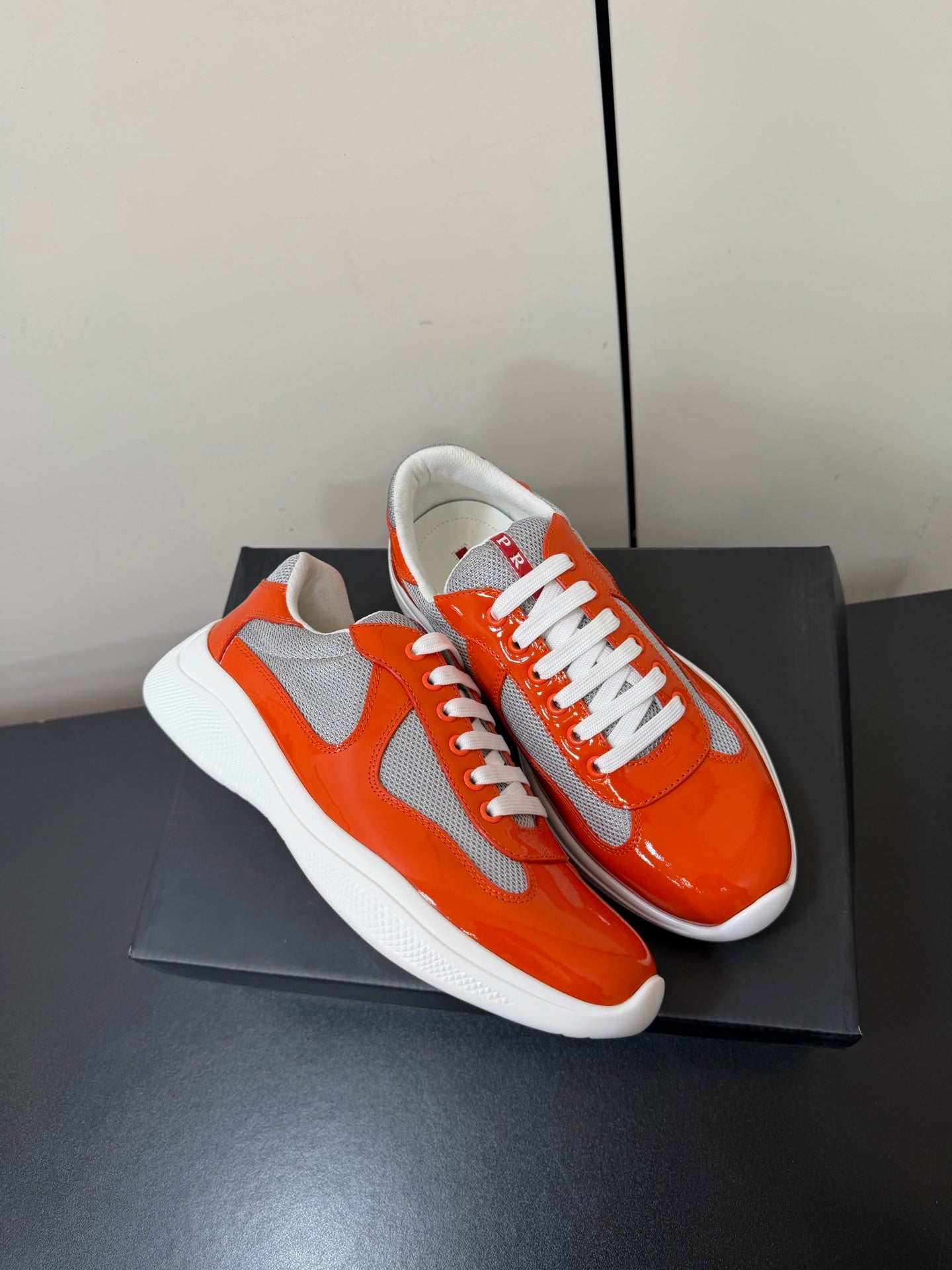 Prada America's Cup Sneaker Red Patent Leather Mesh 618921