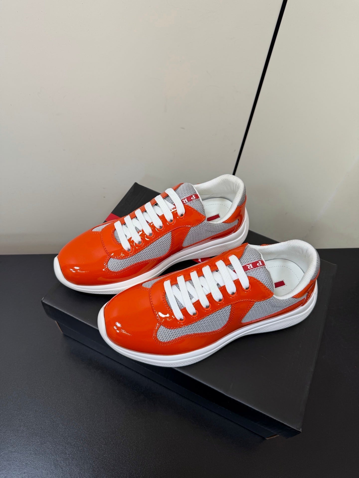 Prada America's Cup Sneaker Red Patent Leather Mesh 618921