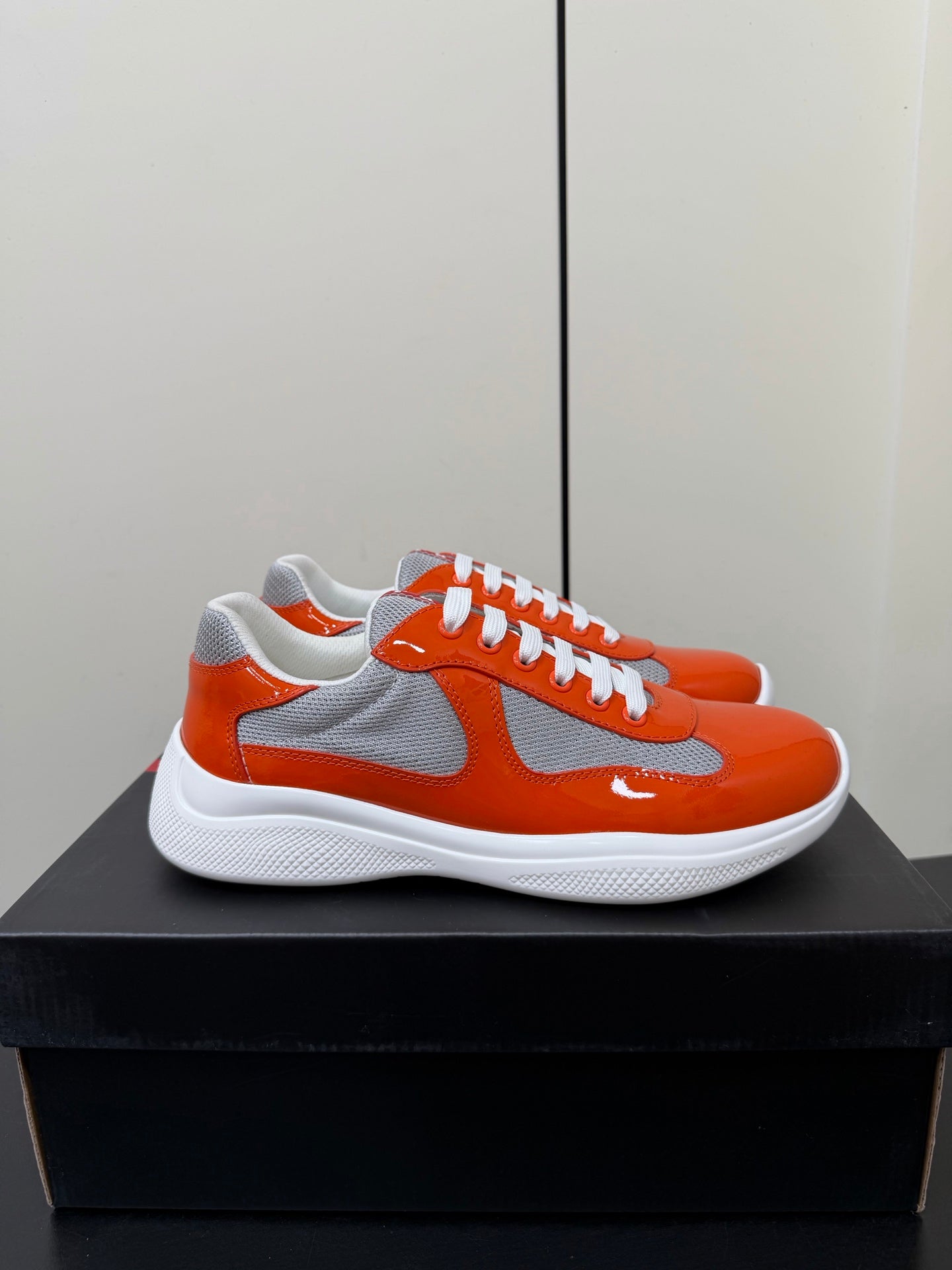 Prada America's Cup Sneaker Red Patent Leather Mesh 618921
