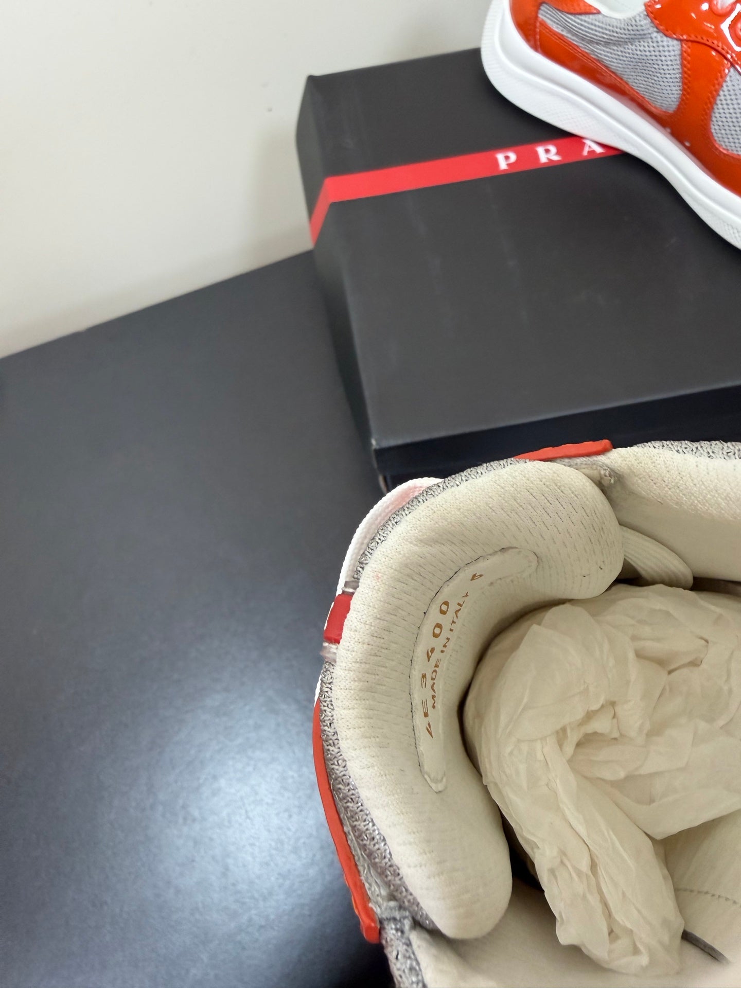 Prada America's Cup Sneaker Red Patent Leather Mesh 618921