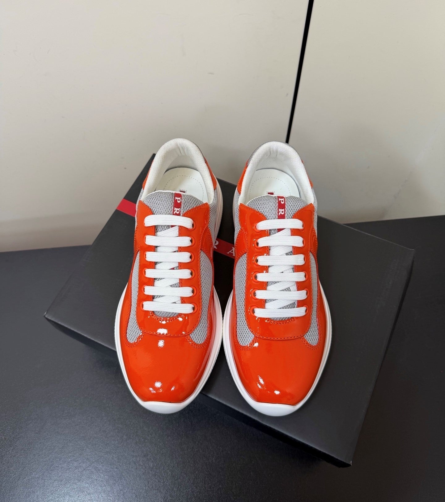 Prada America's Cup Sneaker Red Patent Leather Mesh 618921