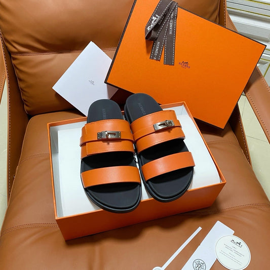 HM 2026 Velcro Sandals Orange Cowhide 663784
