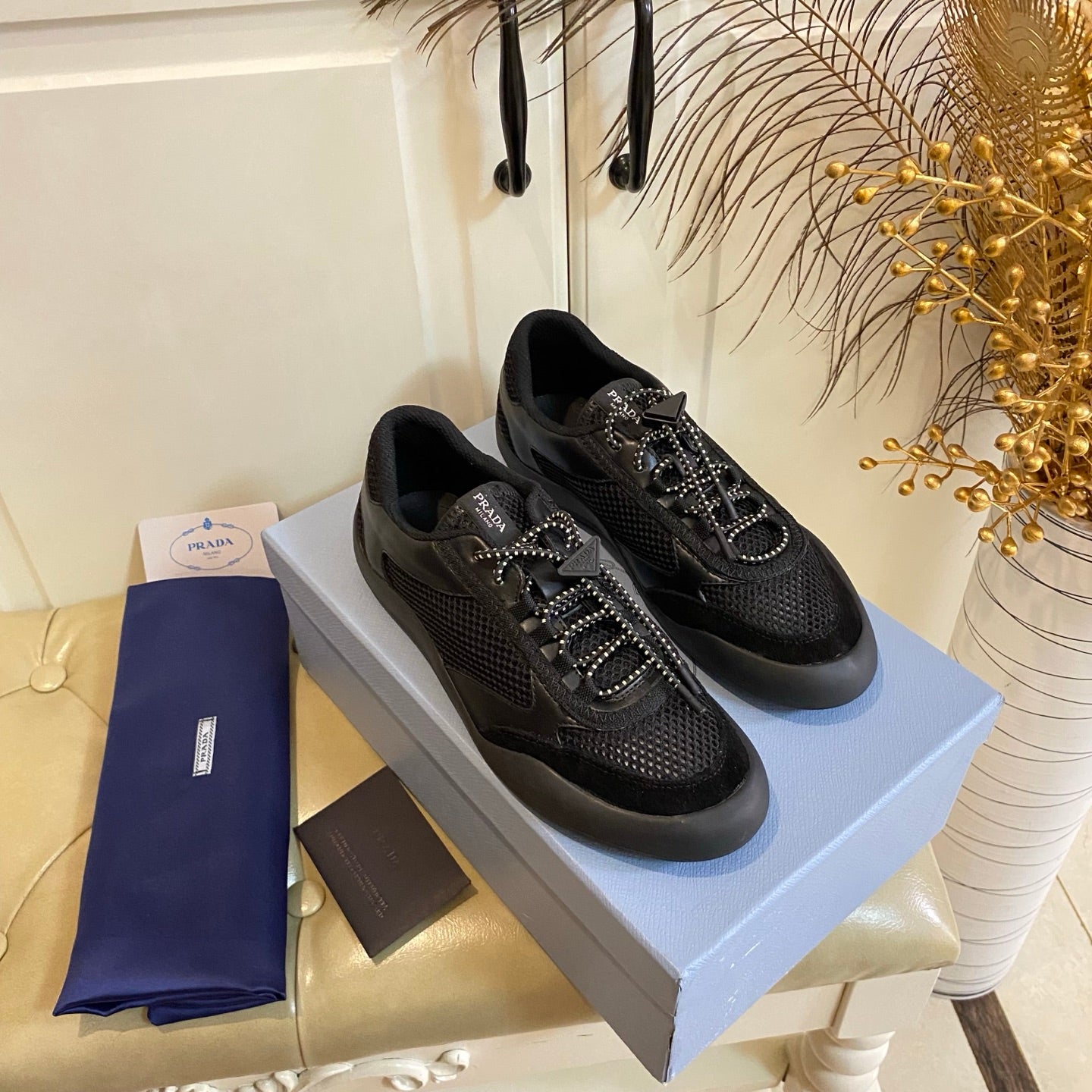 Prada Speedrock Sneaker Black Suede Mesh 687794