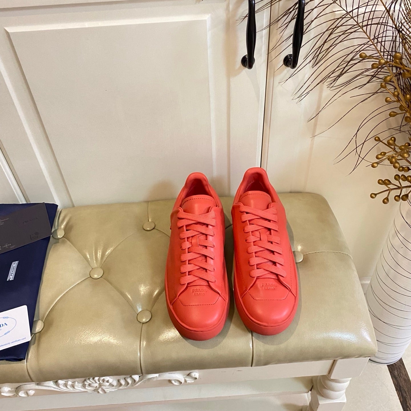 Prada 26s Court Sneakers Full Red Leather 866070