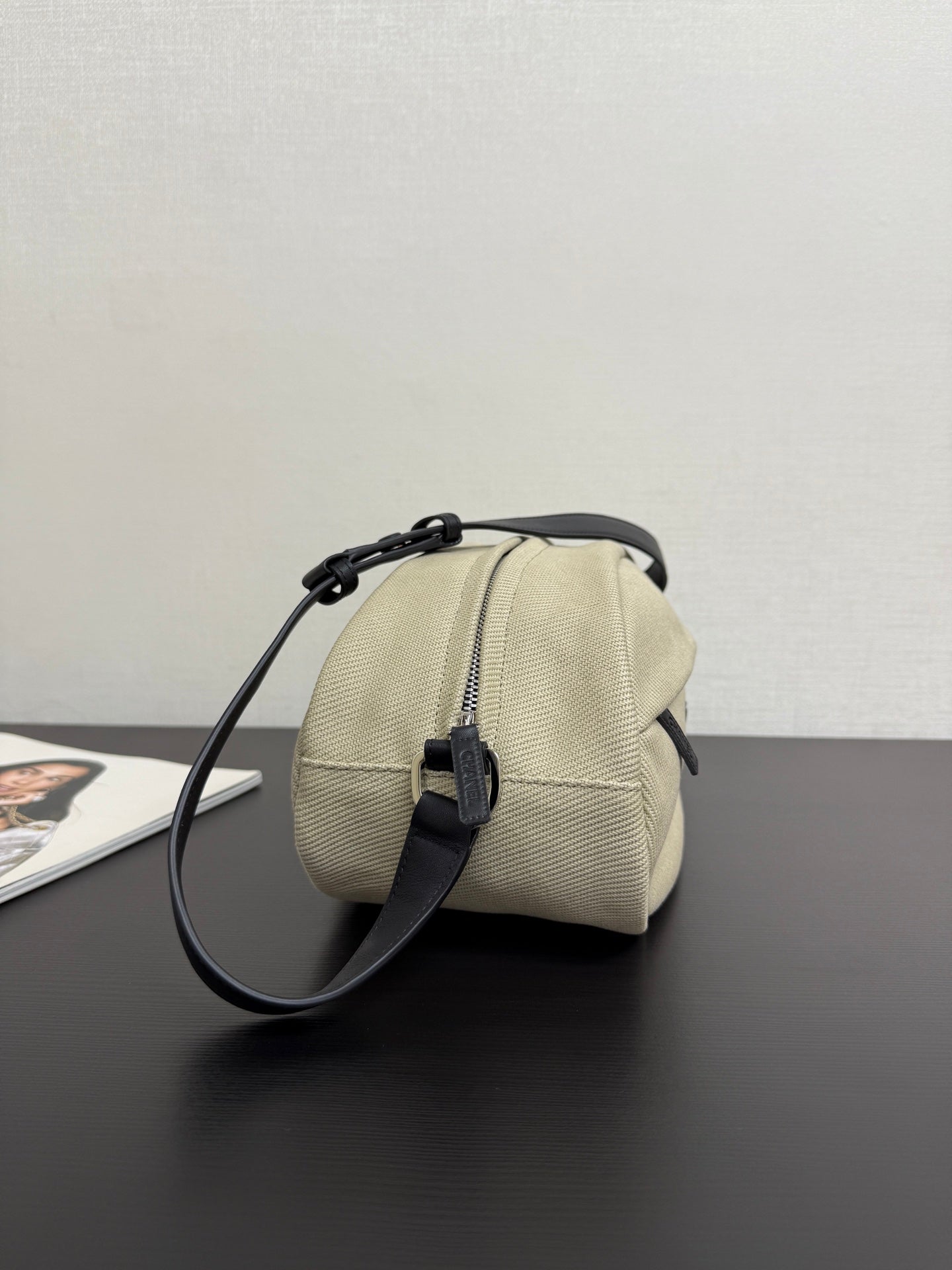 Chanel 2026 Rugby Bag 32cm Beige Canvas Leather