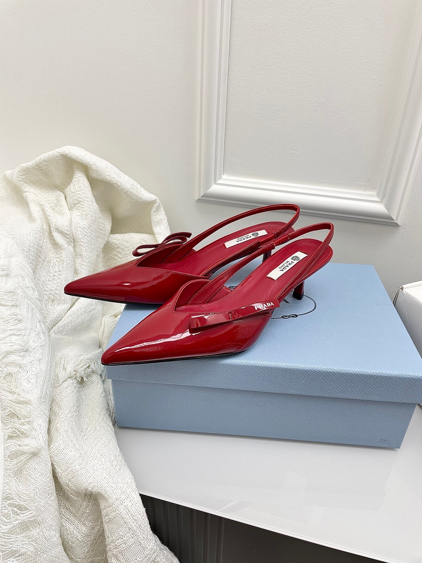 Prada 26s Slingback Burgundy Patent Leather 726982