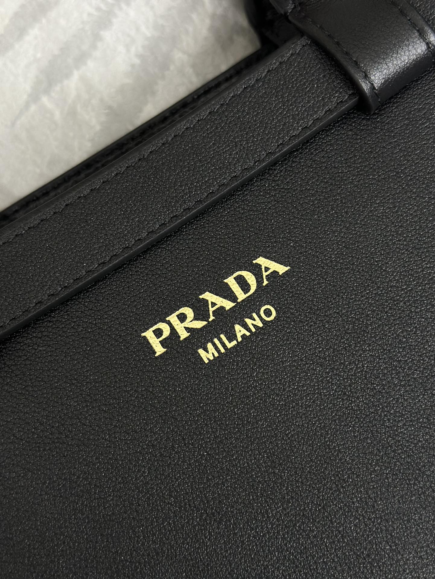 Prada Buckle Tote Bag 28cm Black Grain Cowhide