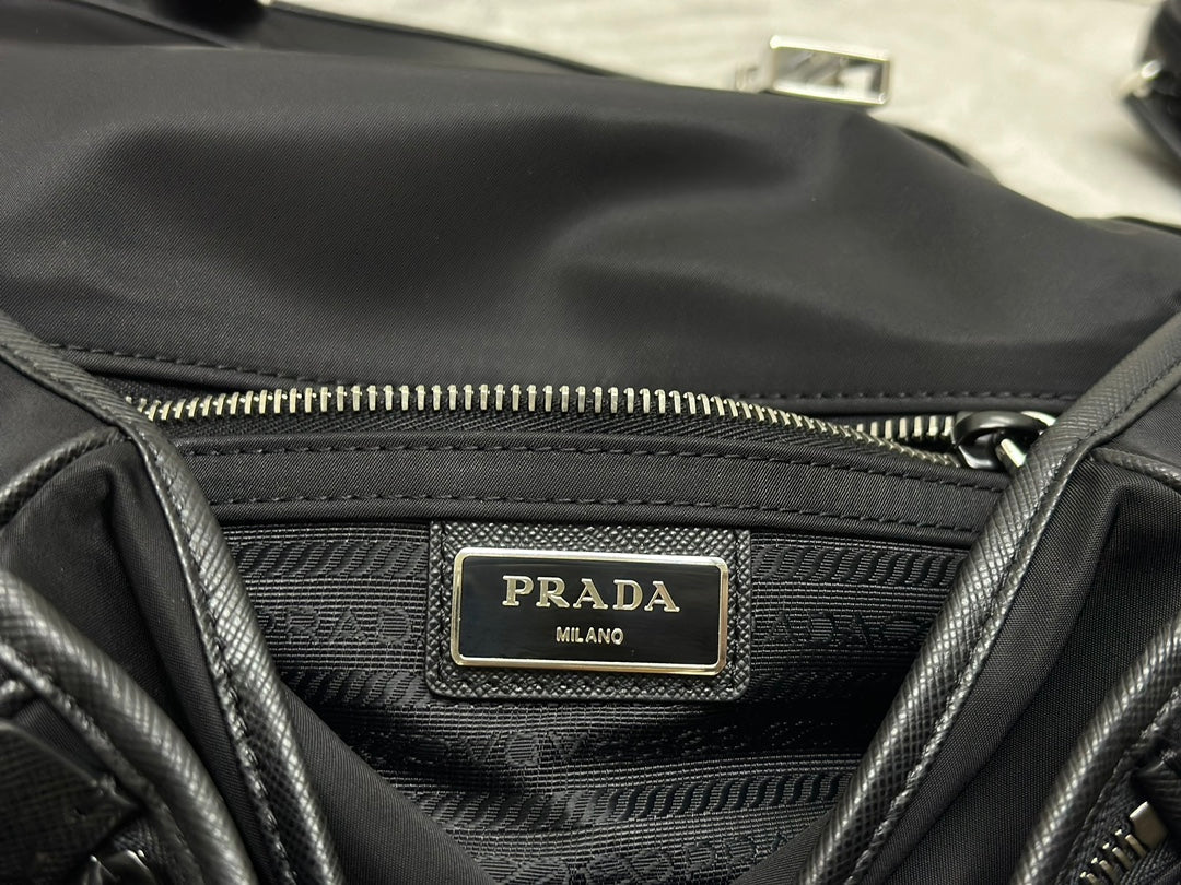 Prada 25AW Men's Saddle Bag 22 Black  Re Nylon Fabric