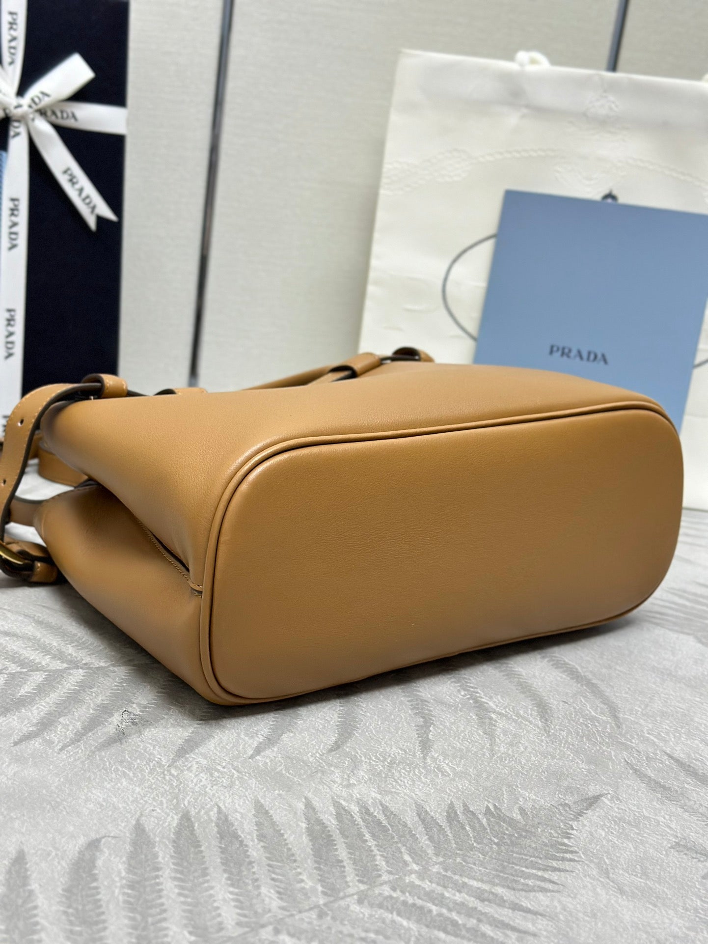 Prada Buckle Tote Bag 28cm Brown Cowhide