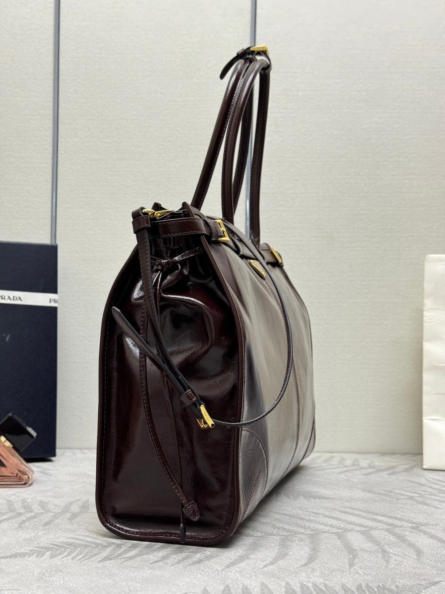 Prada Bonnie Extra-Large 42cm Dark Burdundy Calfskin