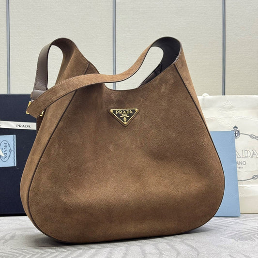 Prada Cleo Crossbodybag 40cm Brown Nubuck Leather