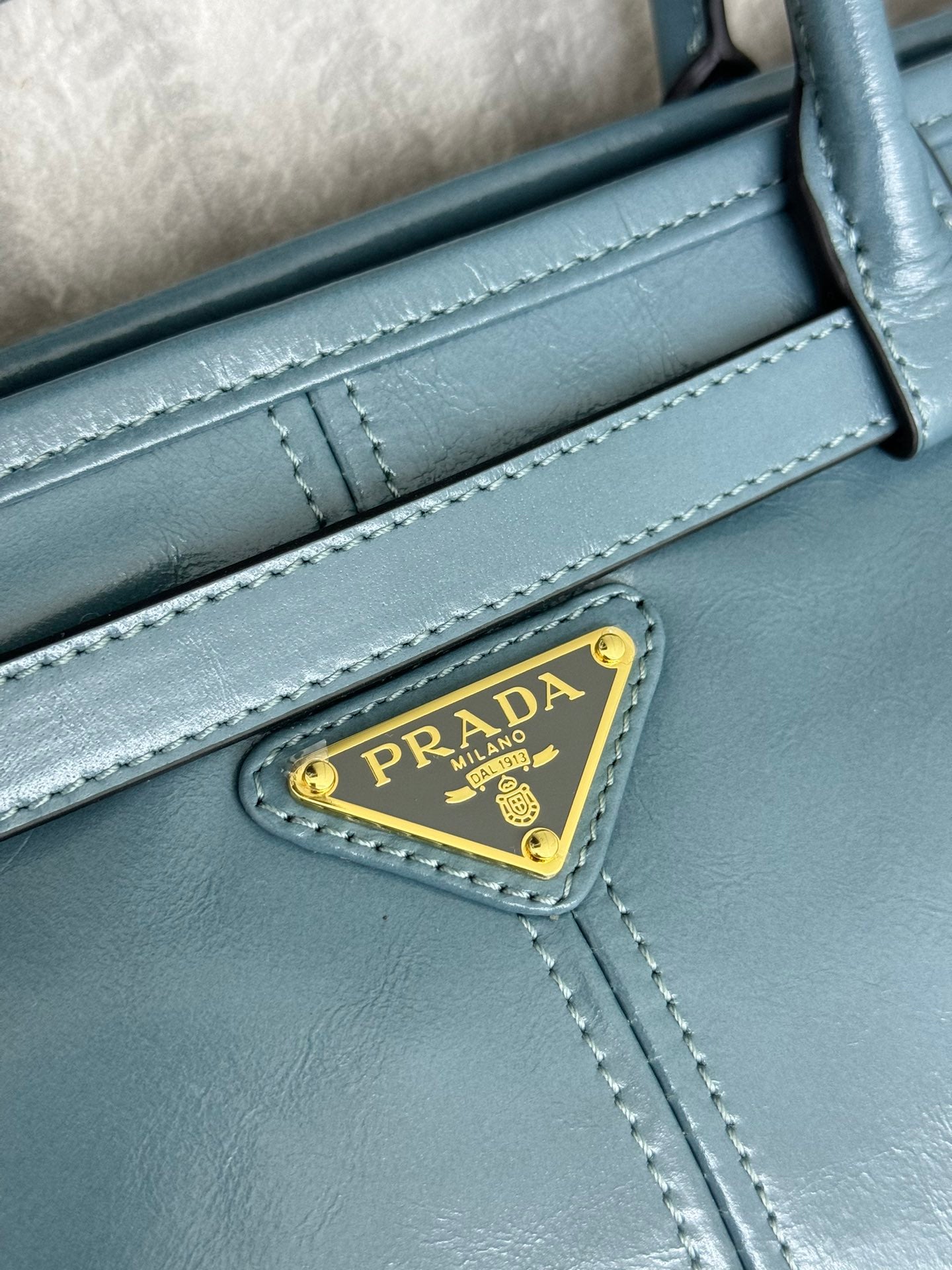 Prada Bonnie Extra-Large 42cm Blue Gray Calfskin