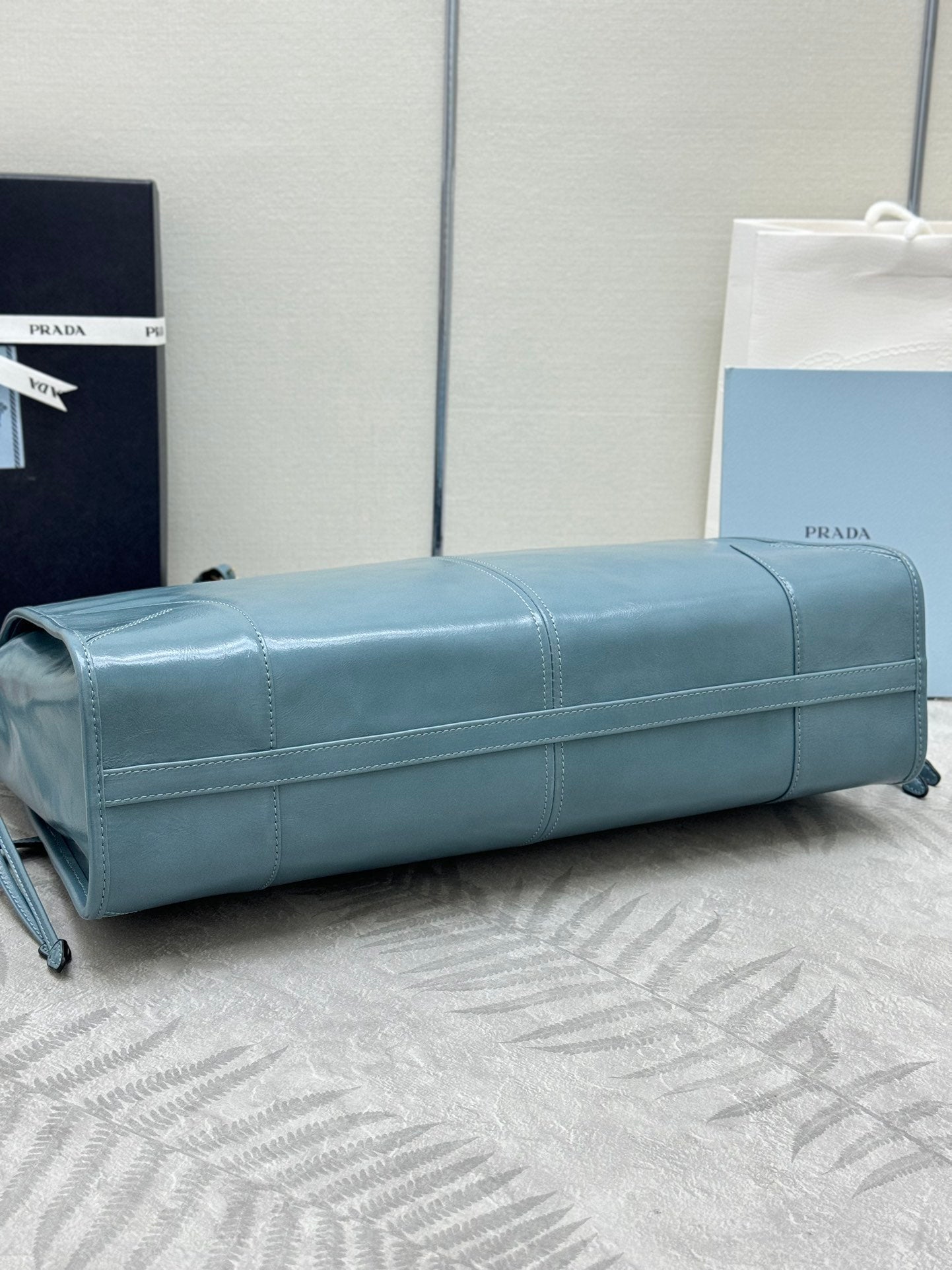 Prada Bonnie Extra-Large 42cm Blue Gray Calfskin