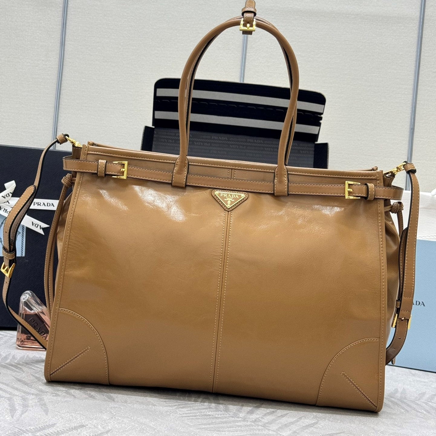 Prada Bonnie Extra-Large 42cm Brown Calfskin