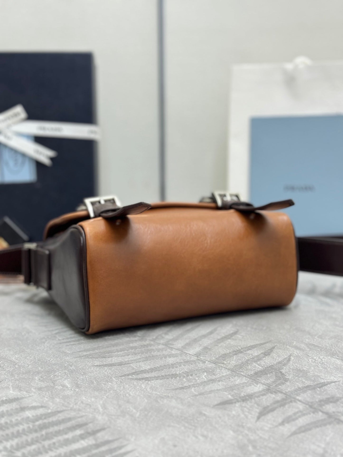 Prada 25AW Men's Saddle Bag 22 Coffee Camel Leather
