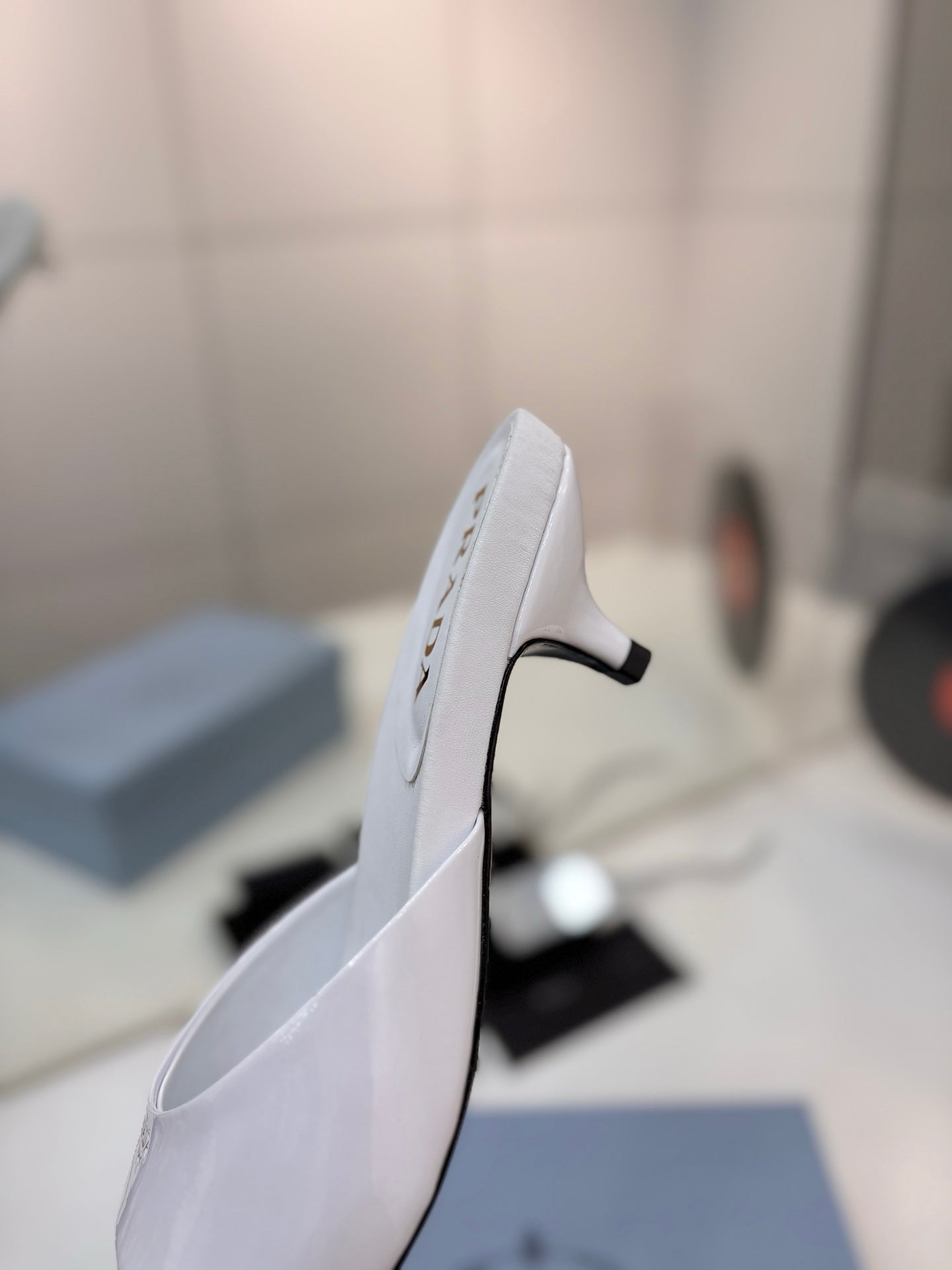 Prada Kitten Heel Sandals 4cm White Patent Leather 834600