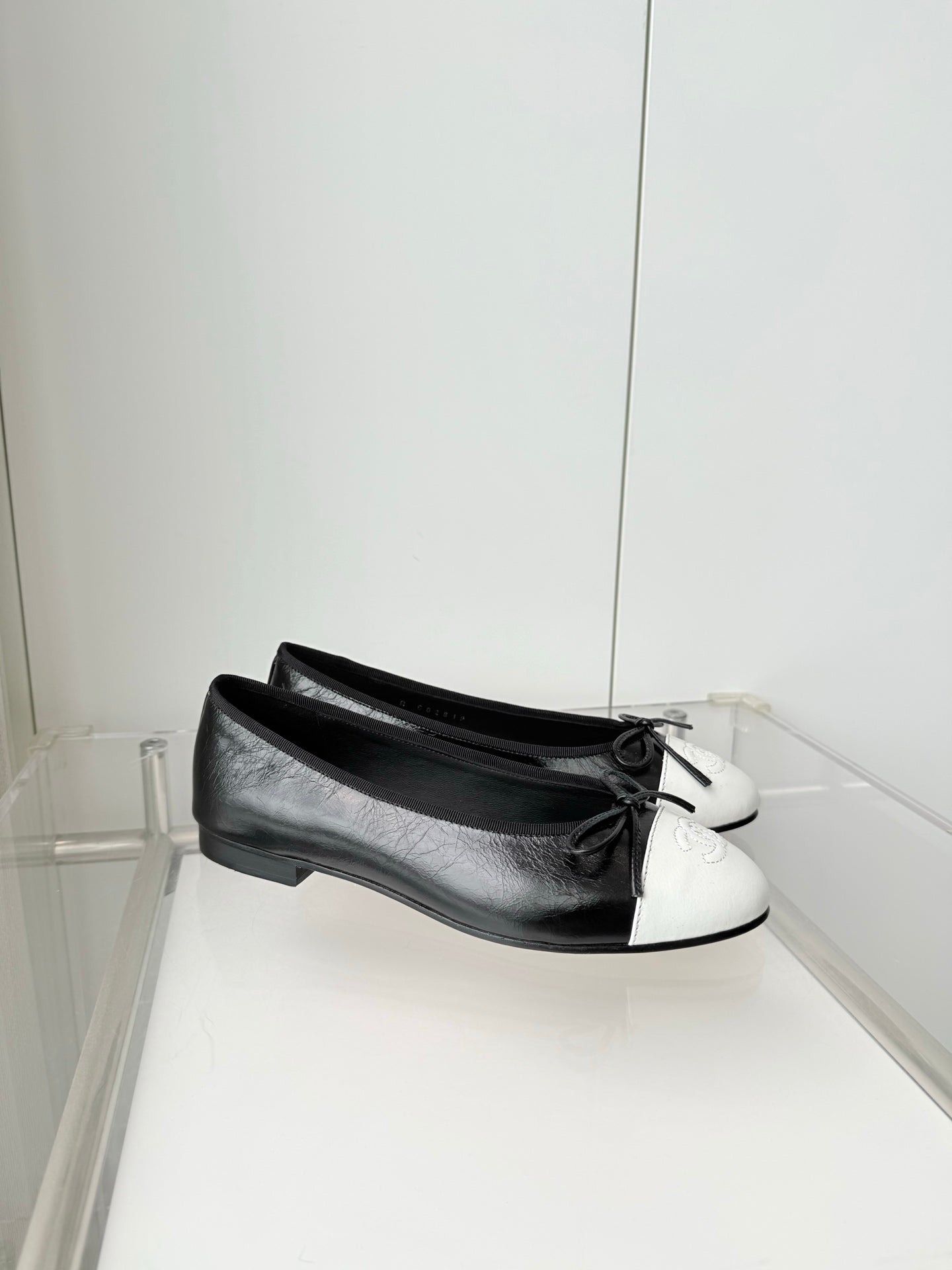 Chanel 2026 Ballet Flat Black White Leather 697396